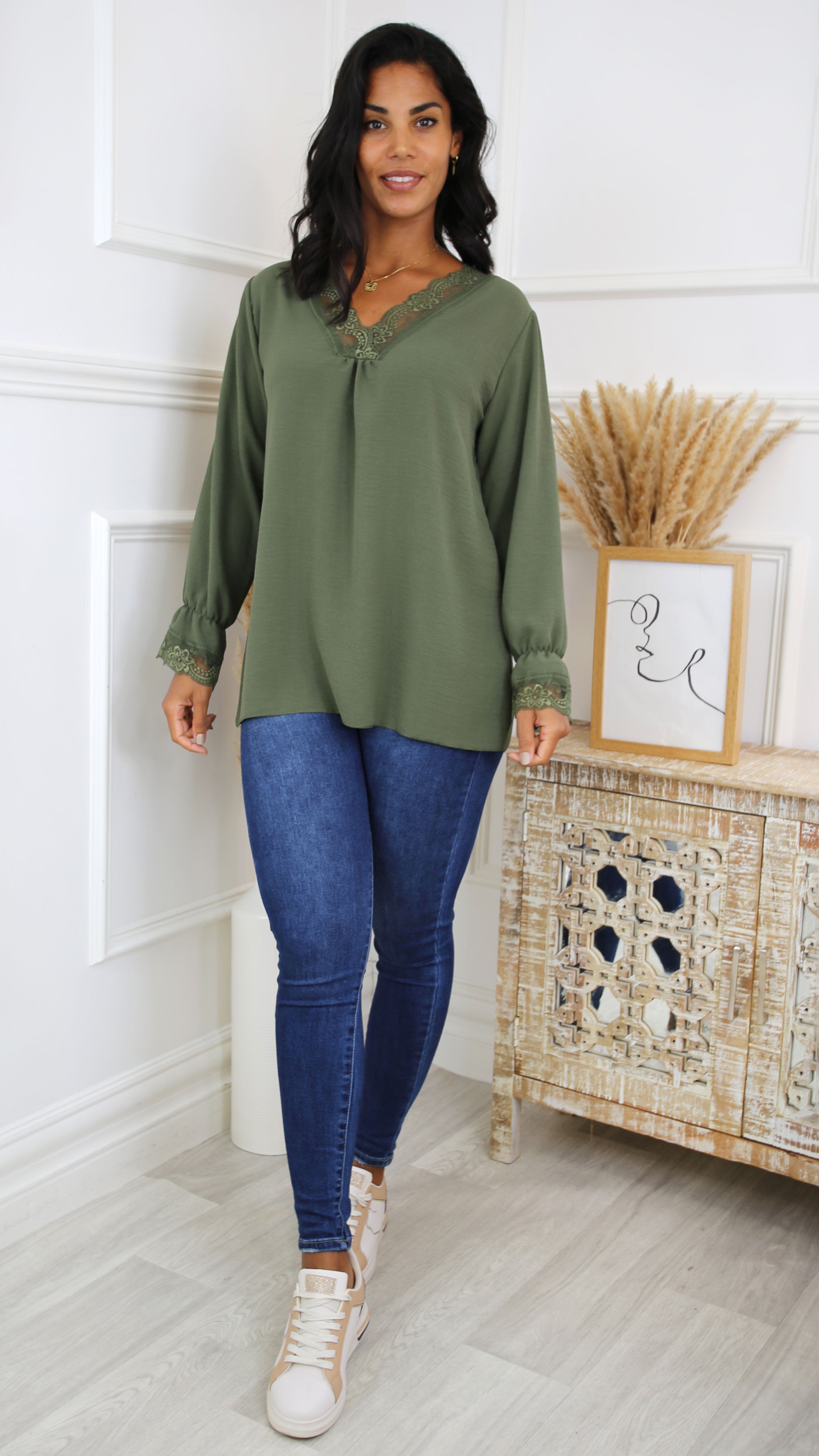 Louise Green Lace Detail Top