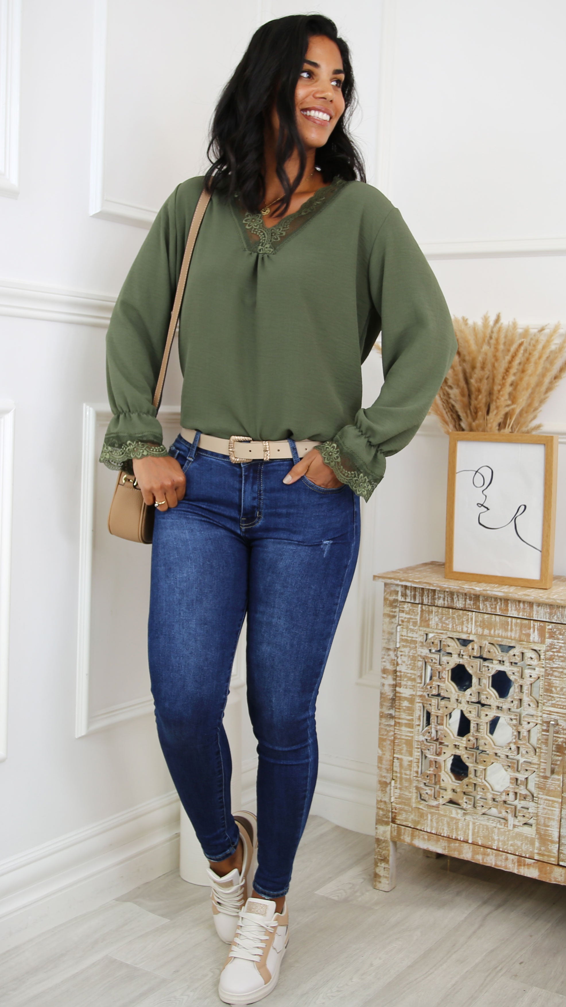 Louise Green Lace Detail Top