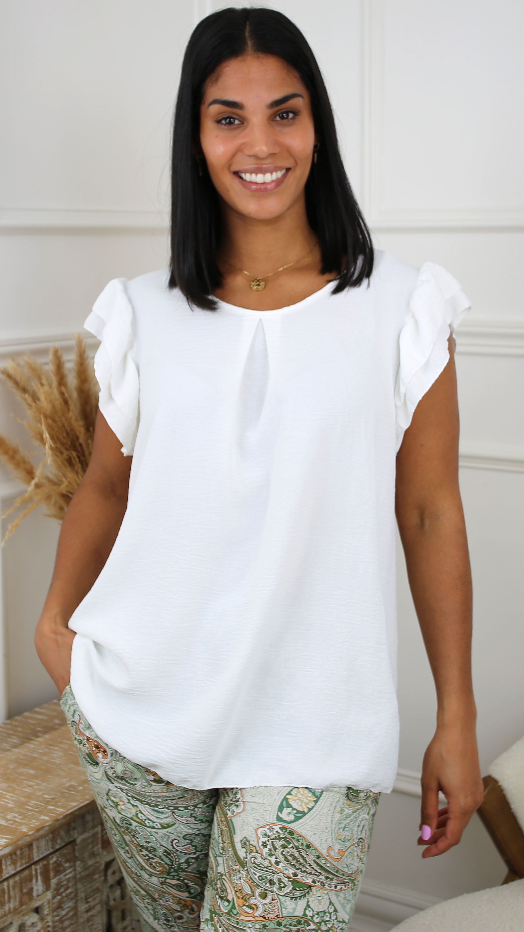 Tuva White Layered Sleeve T-Shirt