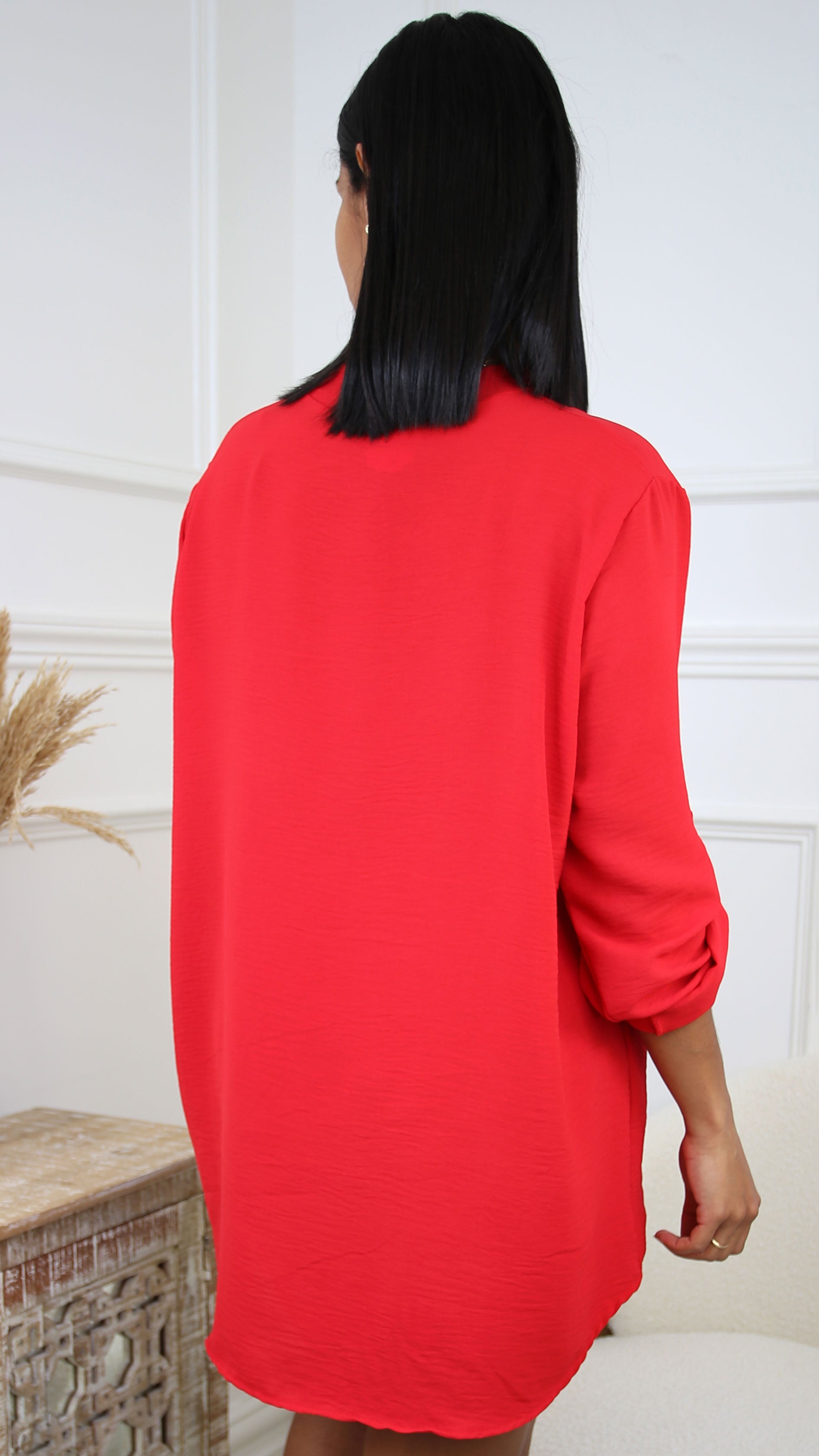 Wendy Red Half Placket Blouse
