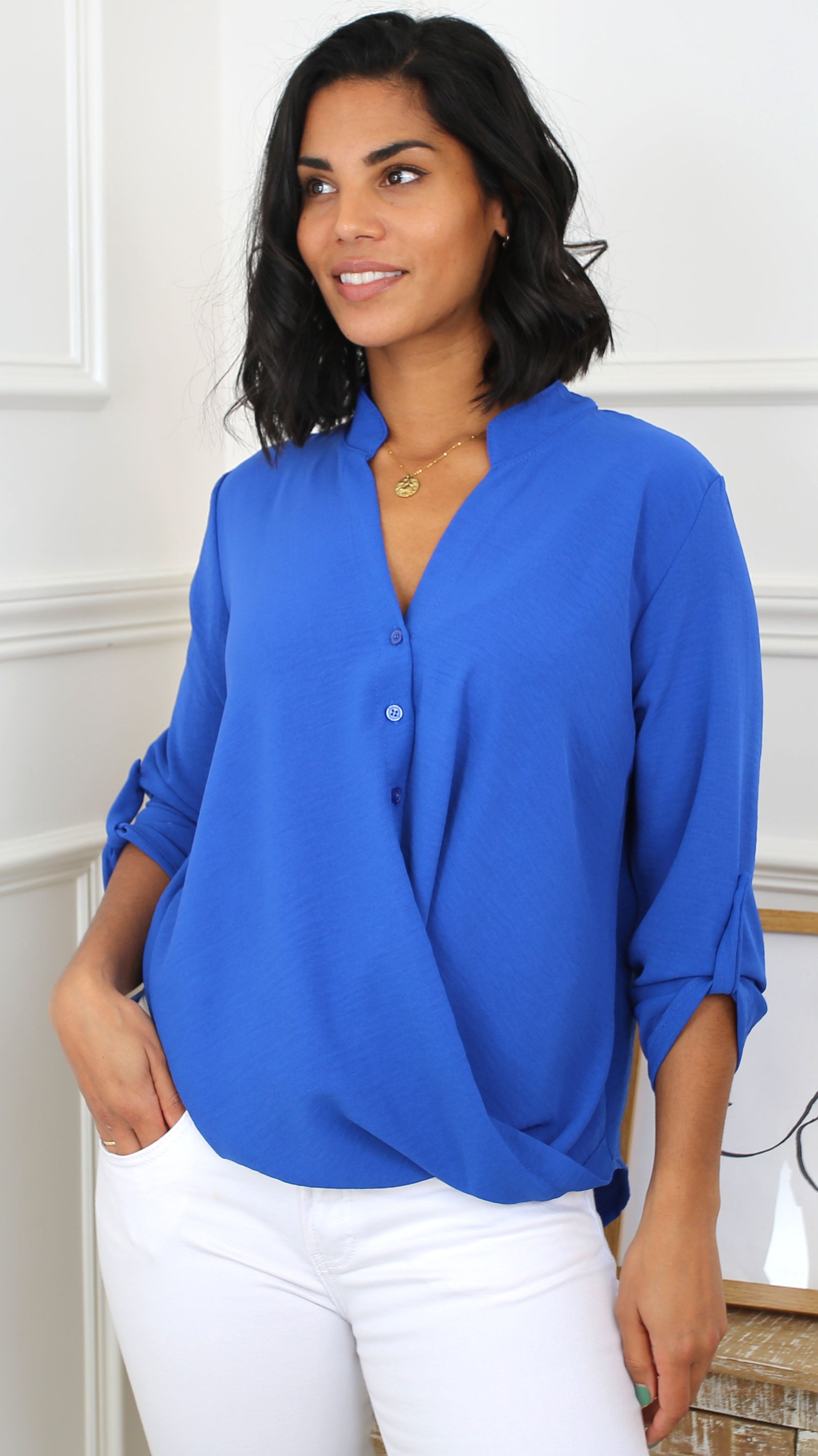 Darcy Royal Blue Wrap Blouse