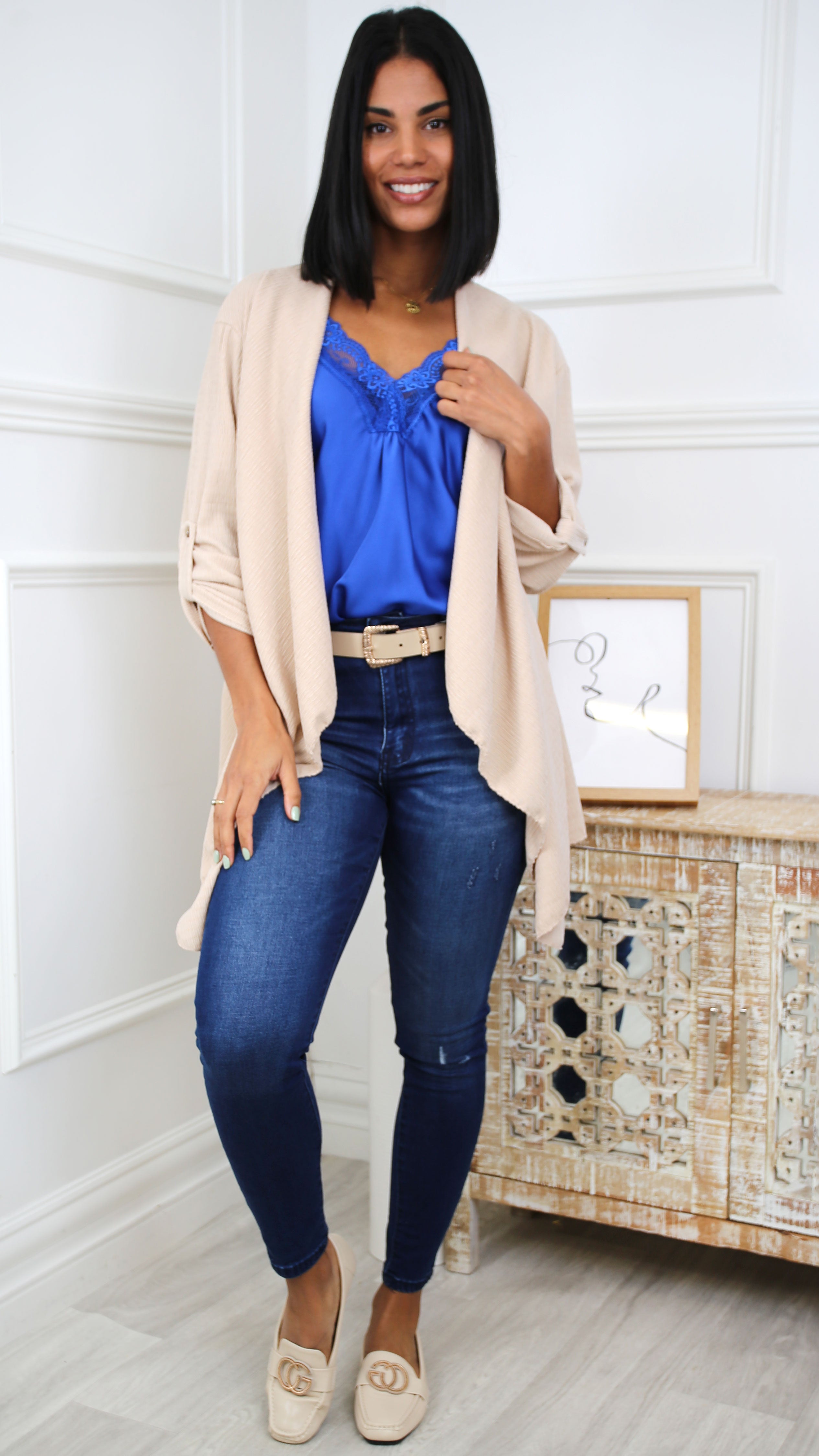 Blance Beige Waterfall Shrug