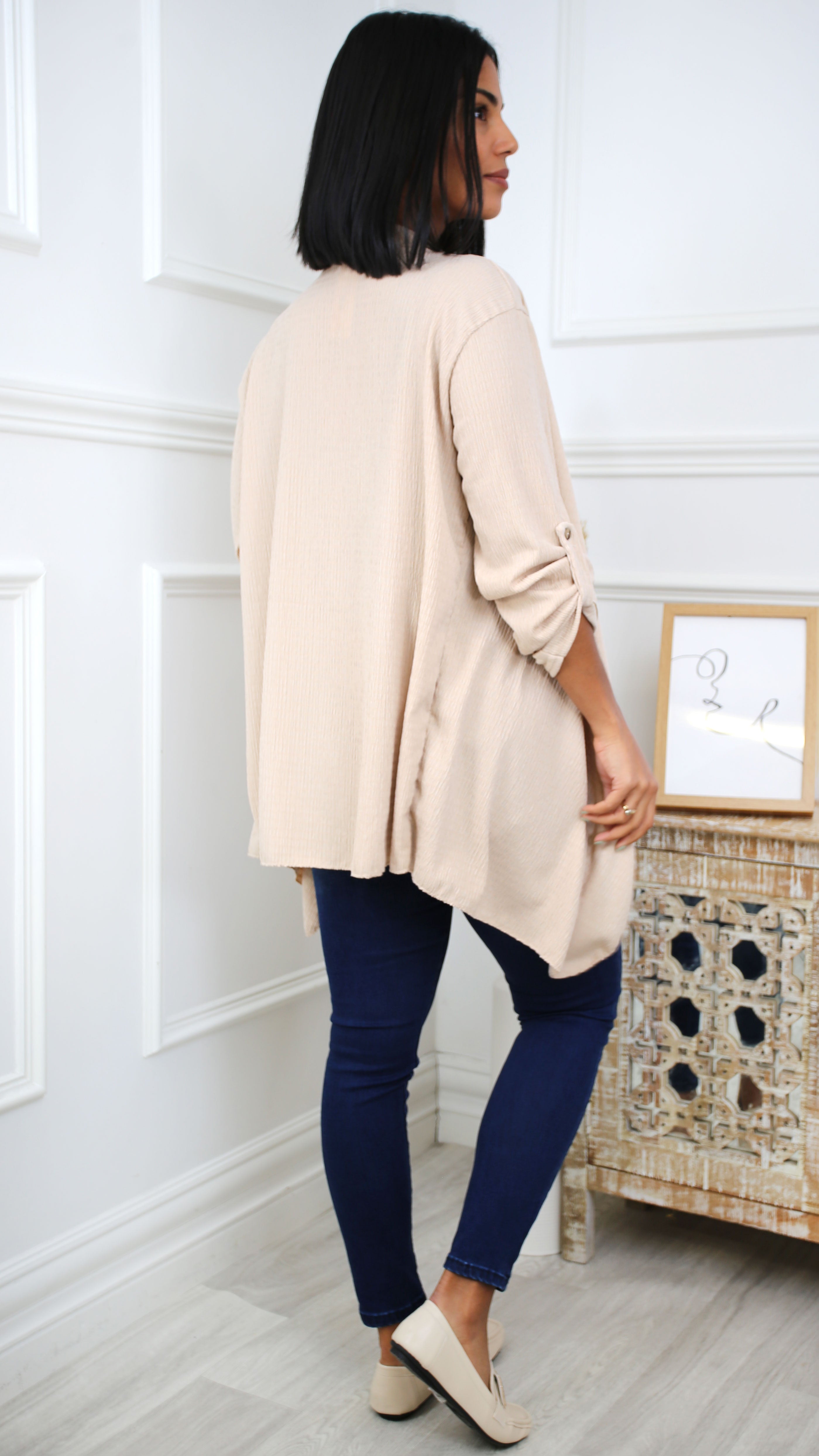 Blance Beige Waterfall Shrug