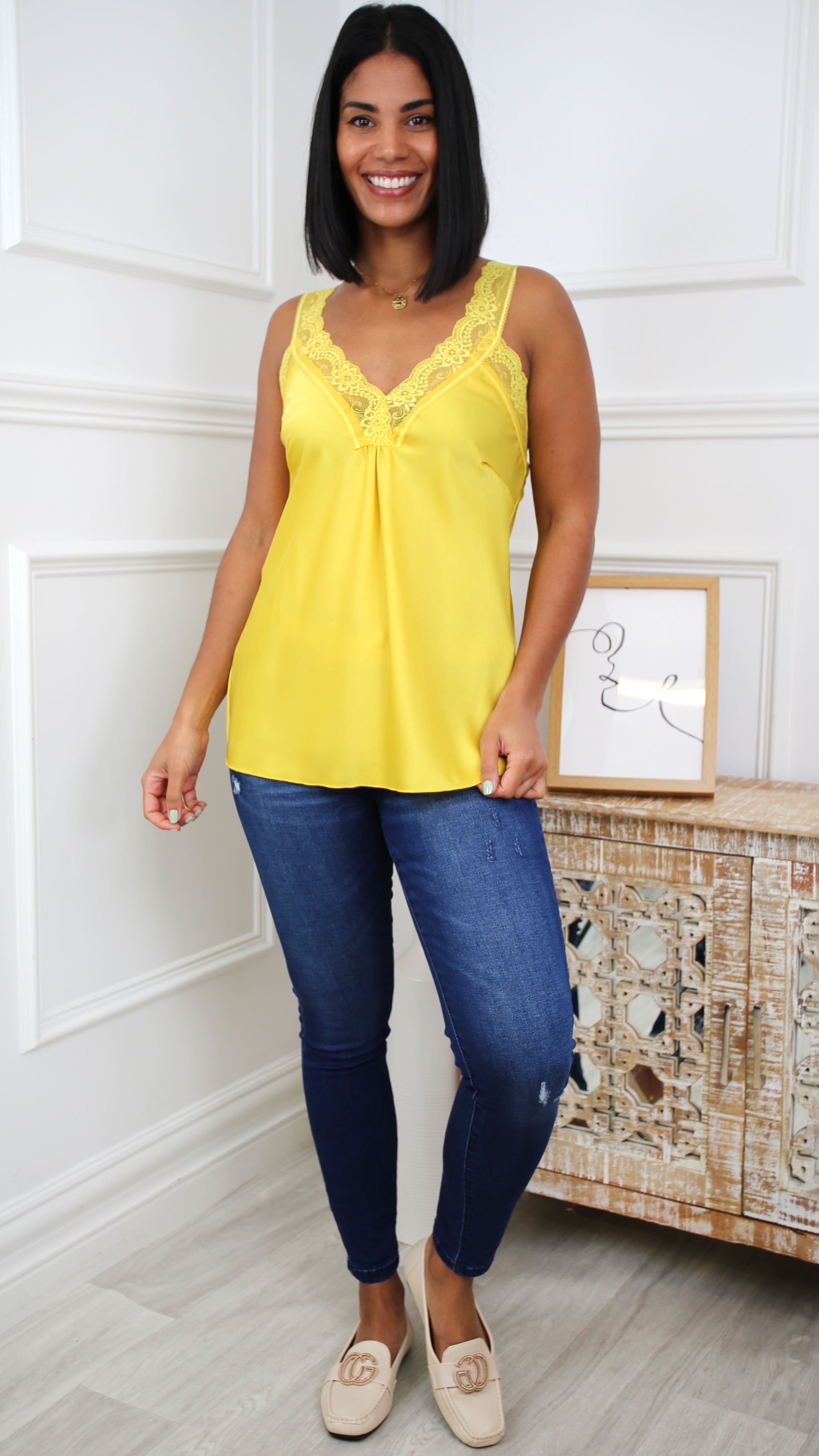 Morgana Yellow Lace Cami
