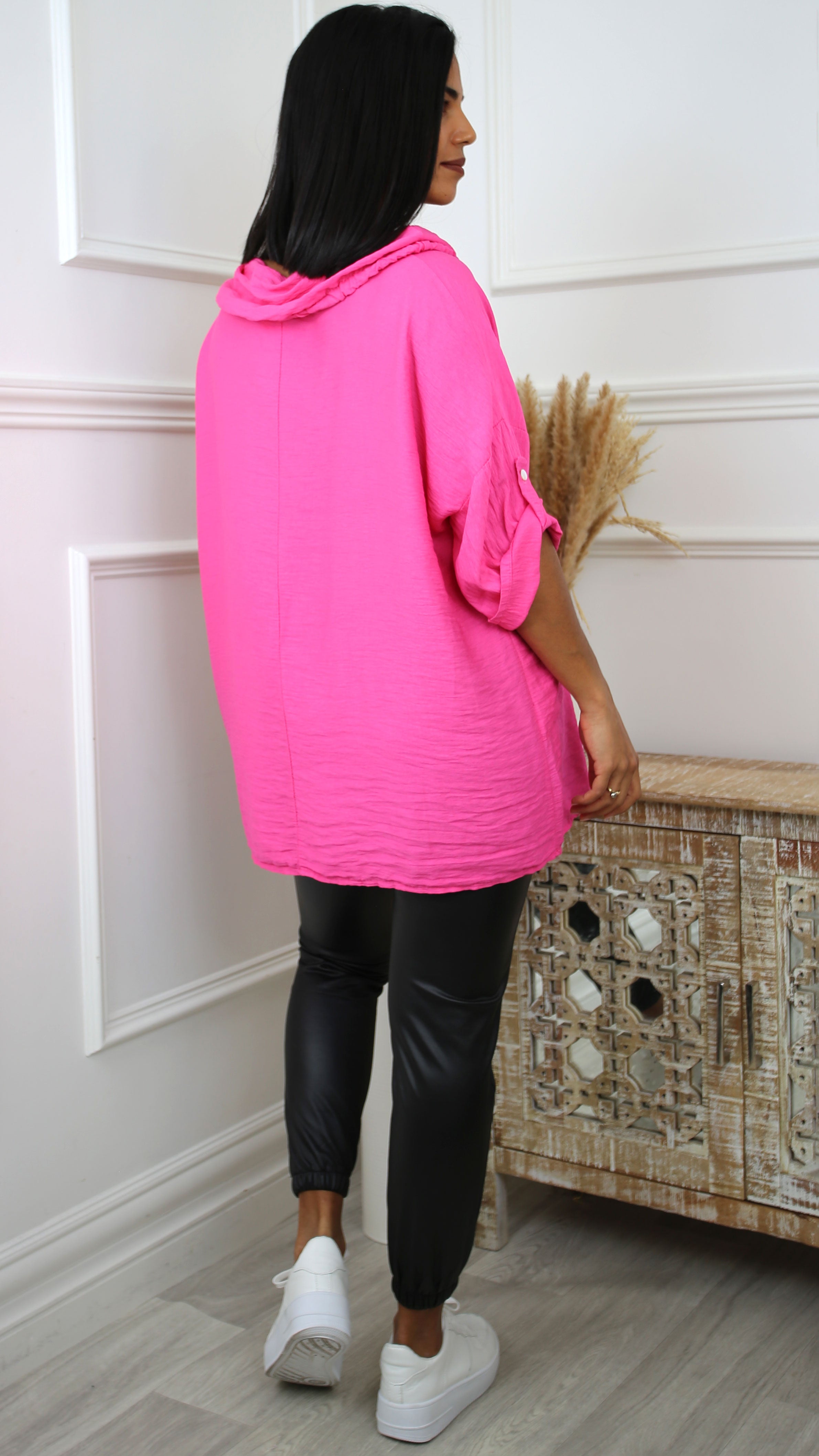 Gina Fuchsia Snood Collar Top