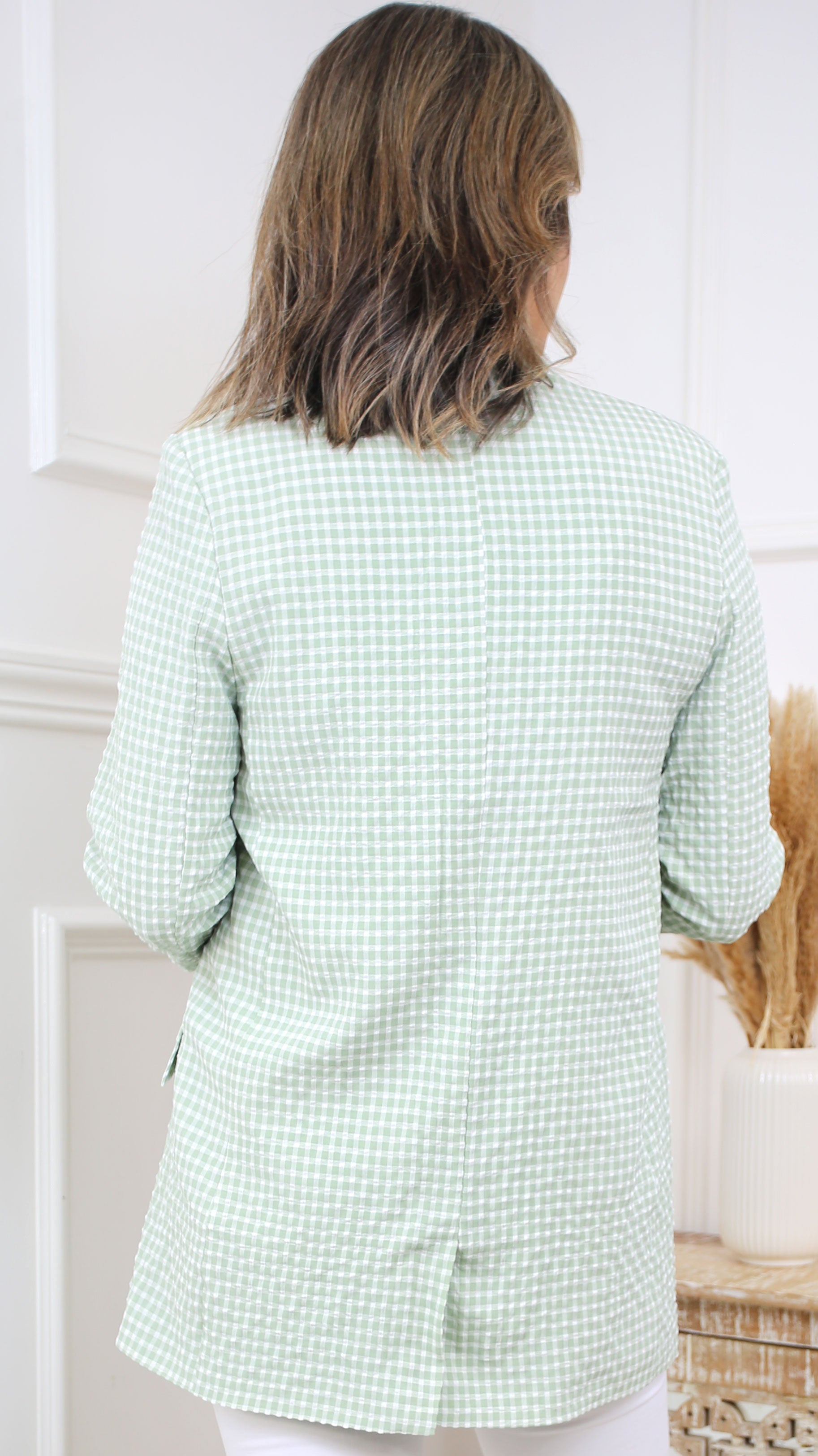 Lenia Green Gingham Print Blazer