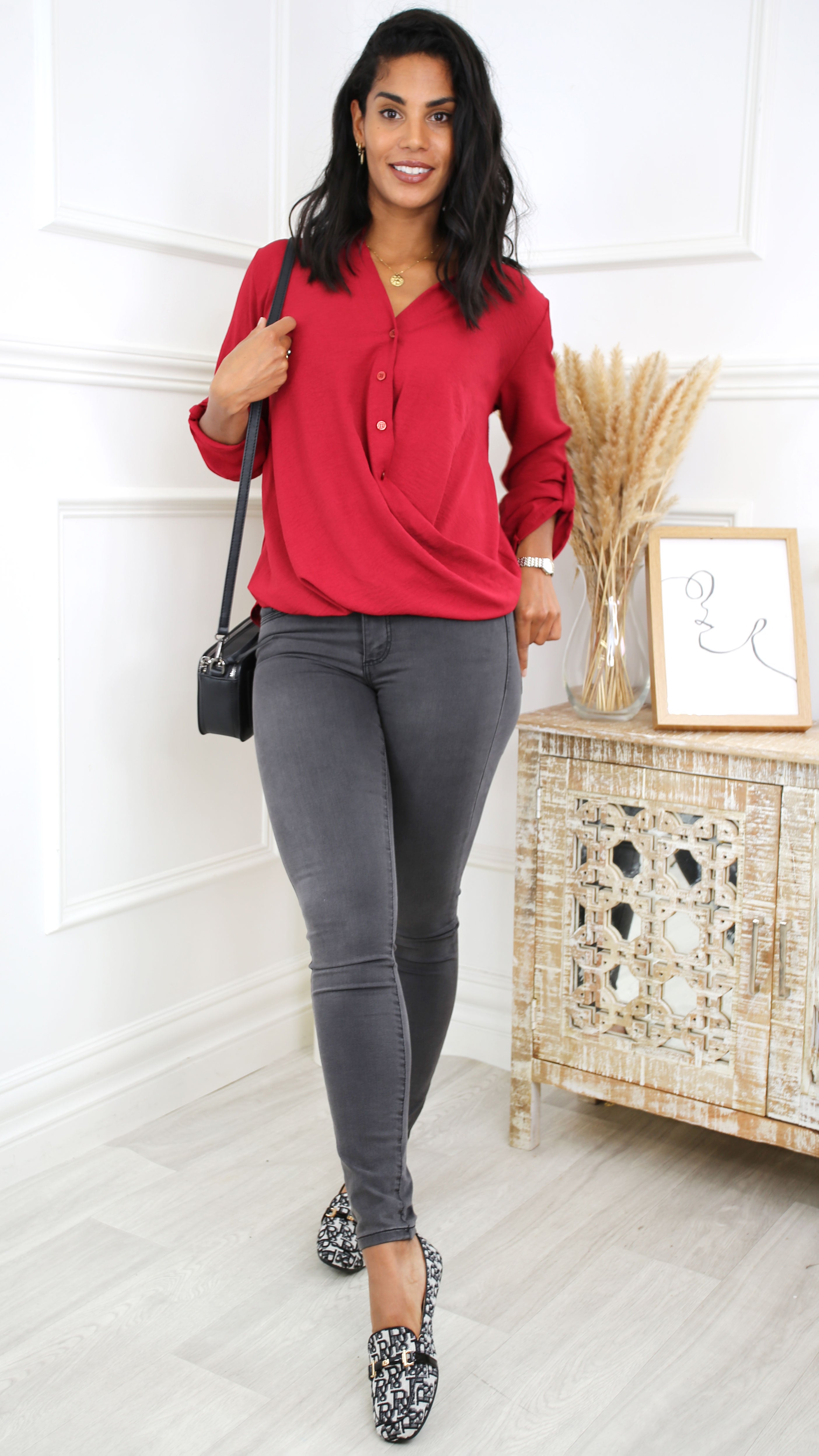 Darcy Bordeaux Wrap Blouse
