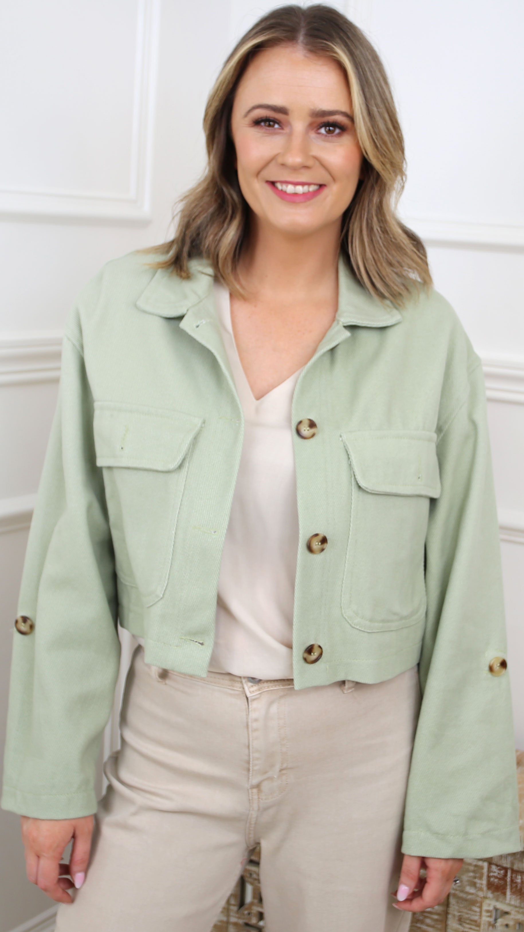 Kira Khaki Short Jacket