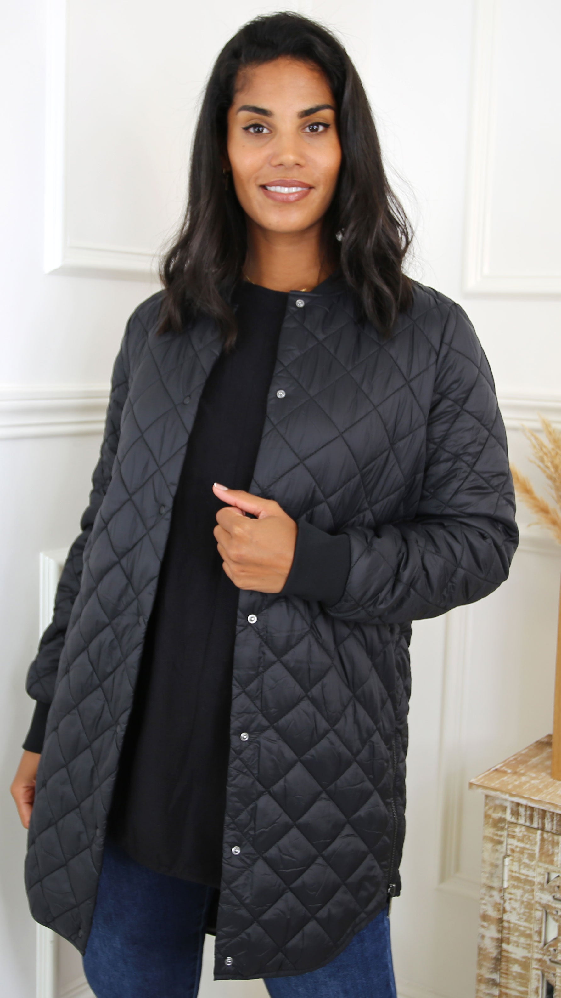 Hayle Black Quilted Jacket