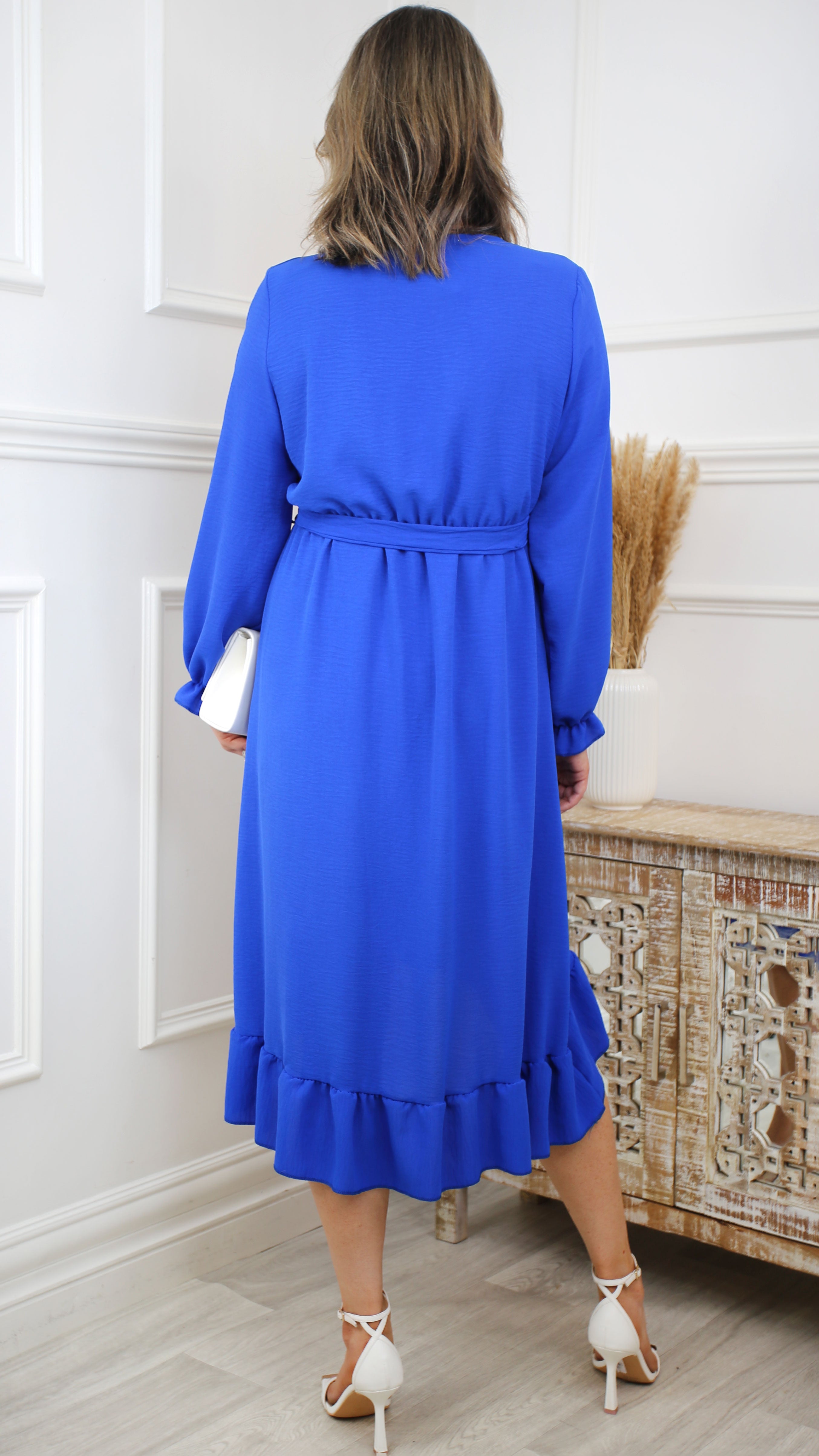 Bernie Royal Blue Frill Wrap Dress