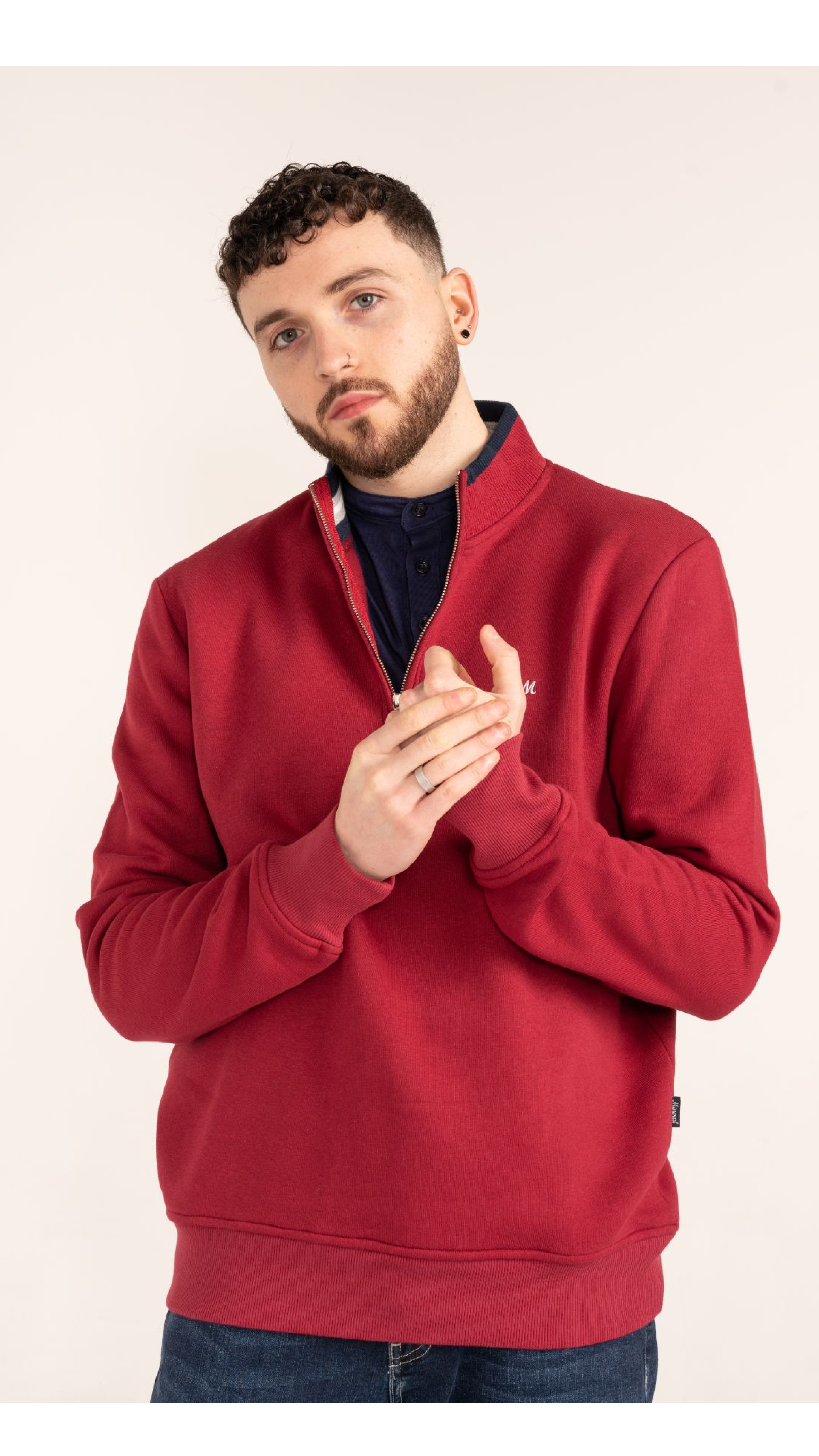 Rey Burgundy Quarter Zip Sweater