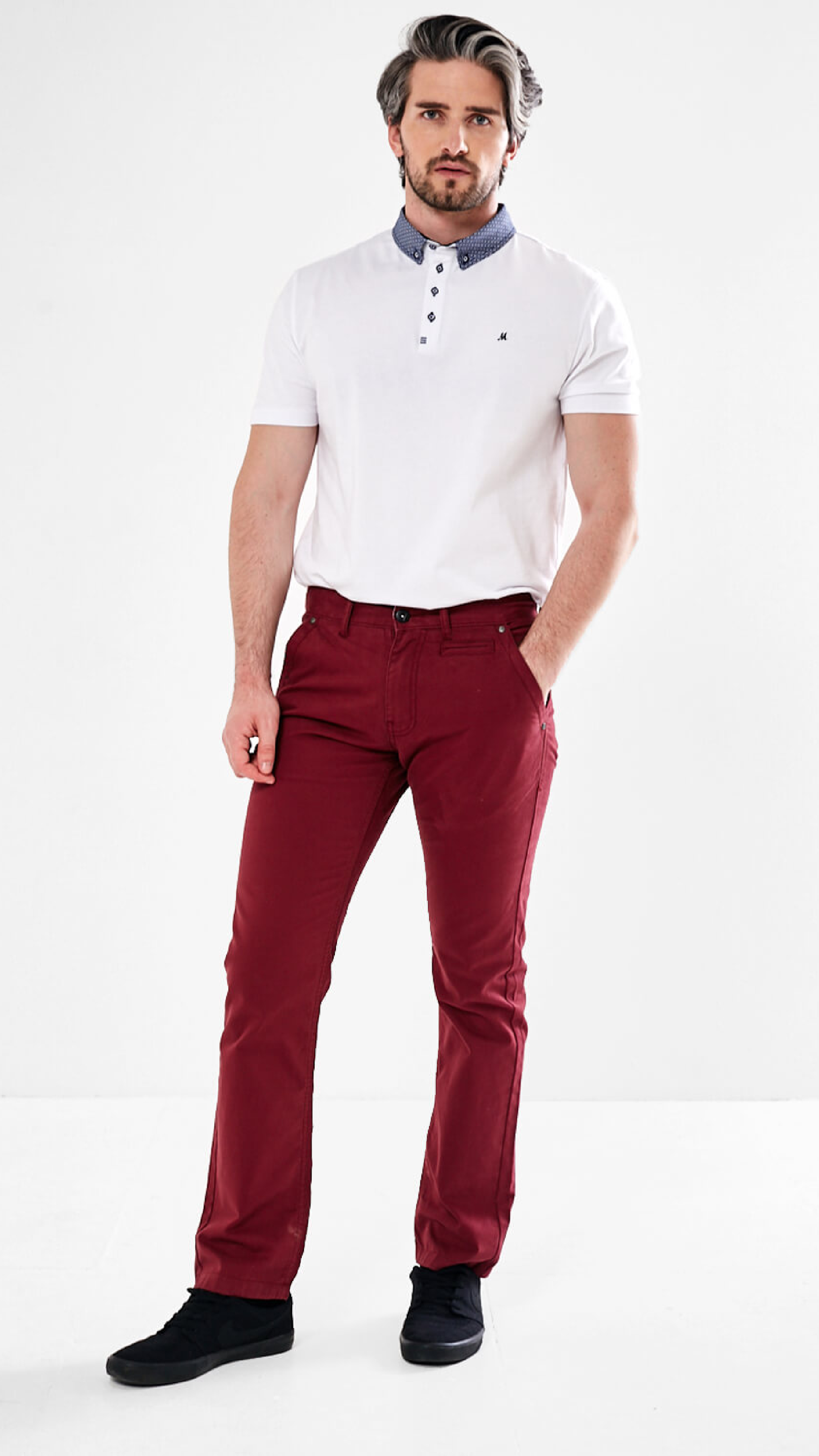 Jonnie Burgundy Cotton Chinos