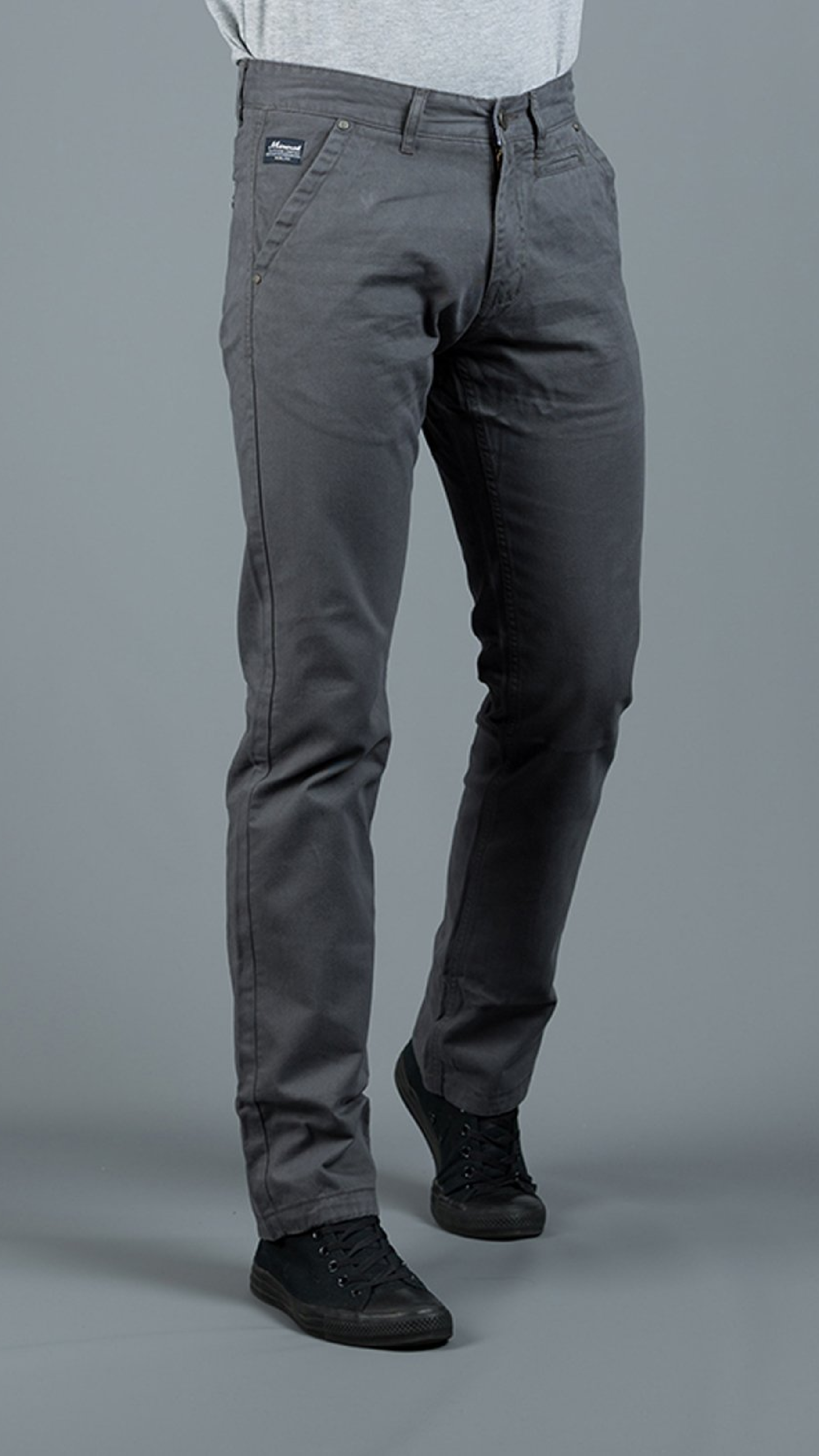 Jonnie Charcoal Cotton Chinos