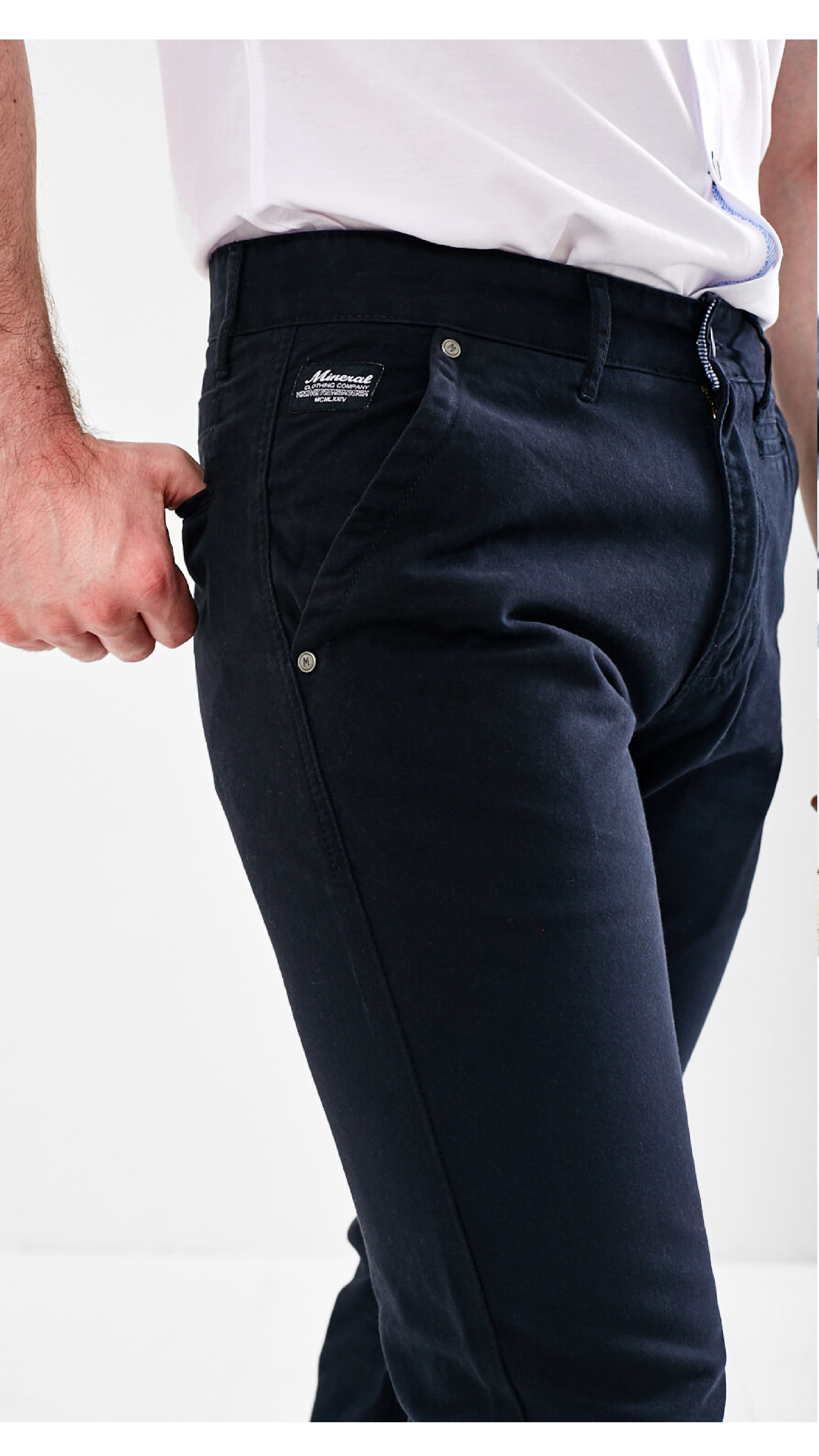 Jonnie Navy Cotton Chinos