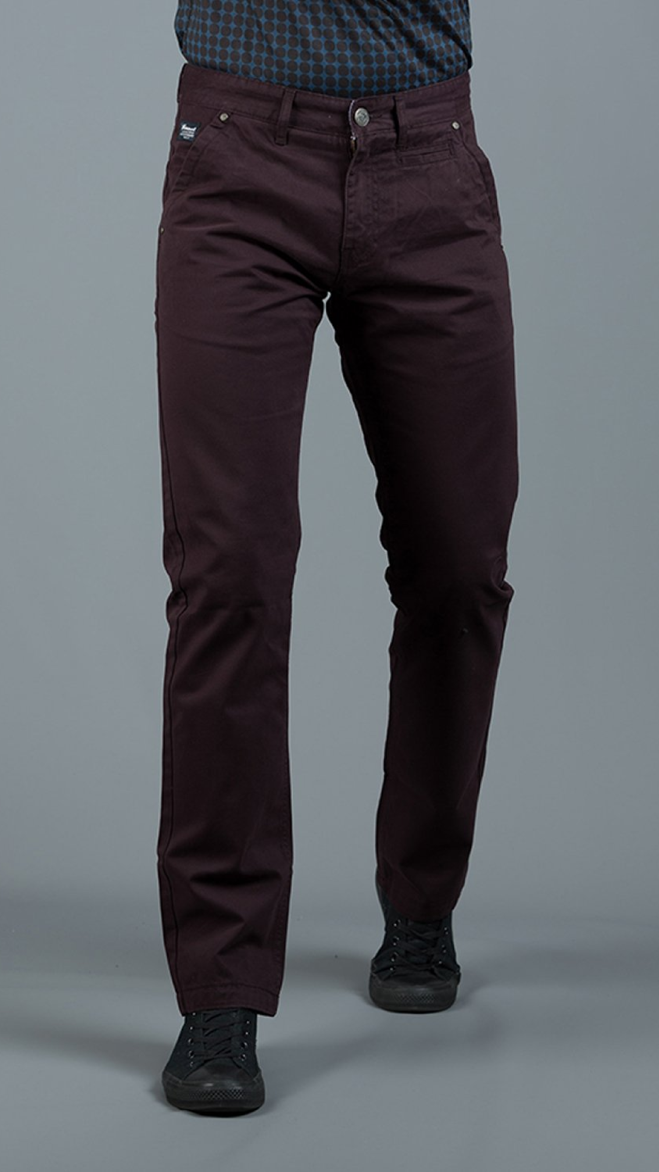 Jonnie Dark Burgundy Cotton Chinos