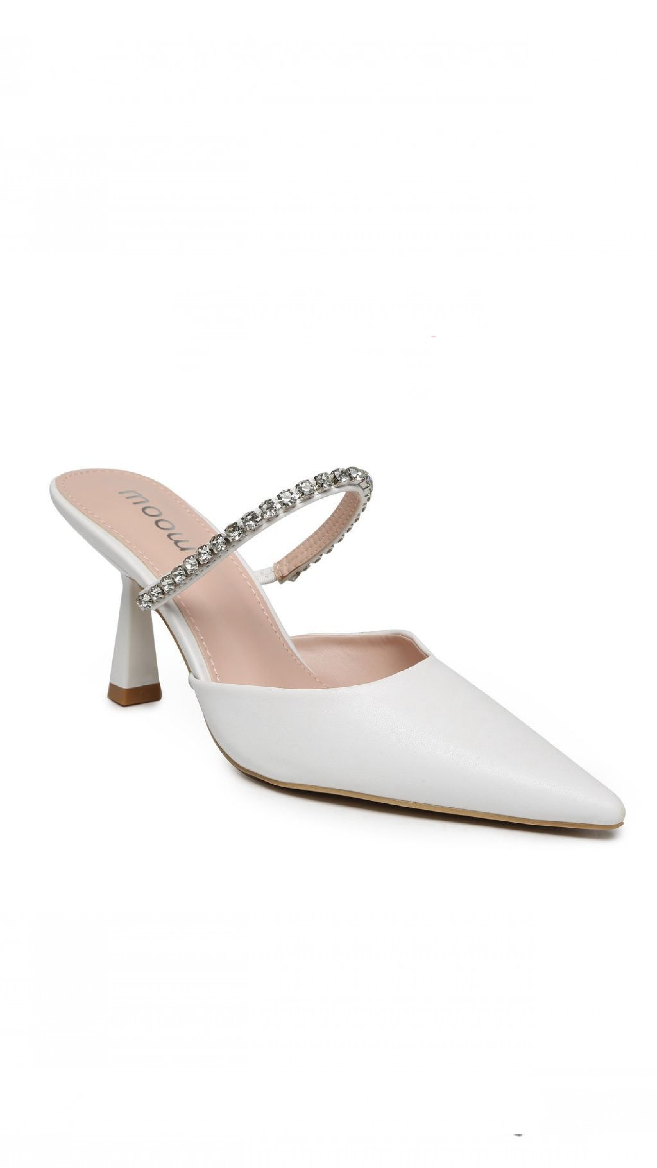 Mirabel White Backless Pumps