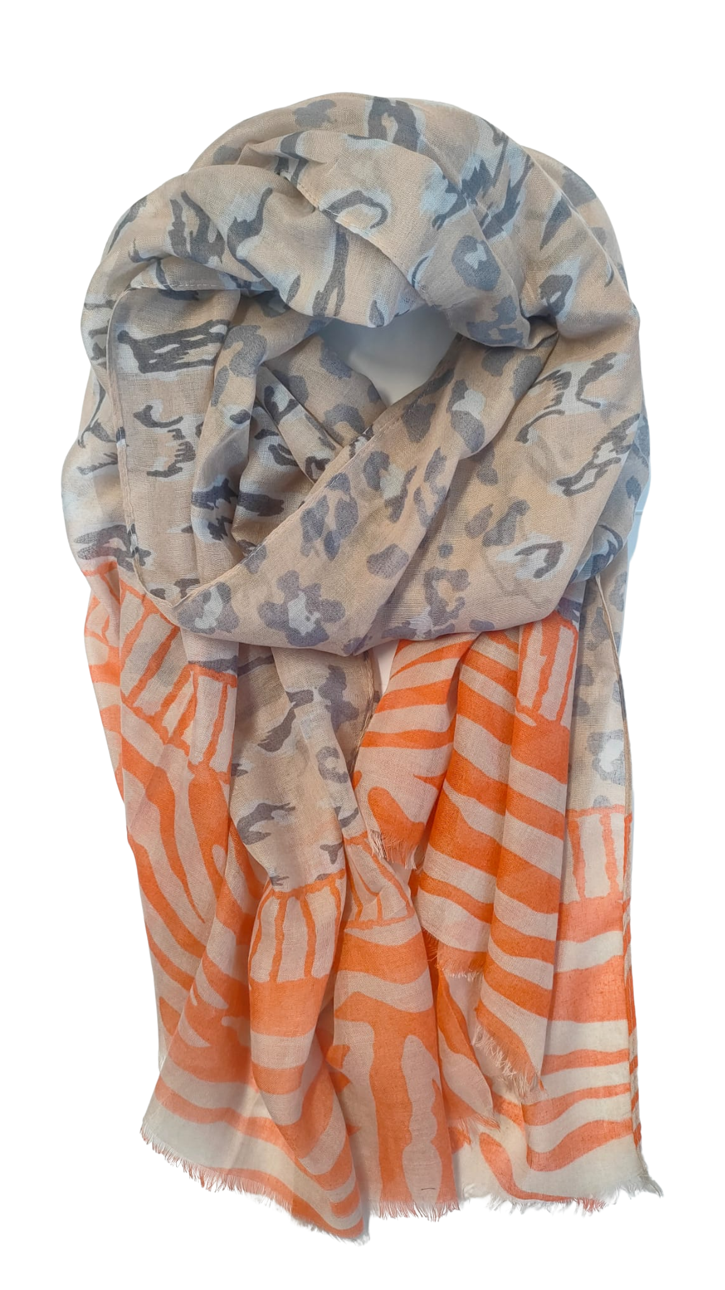 Estelle Taupe Leopard Print Scarf