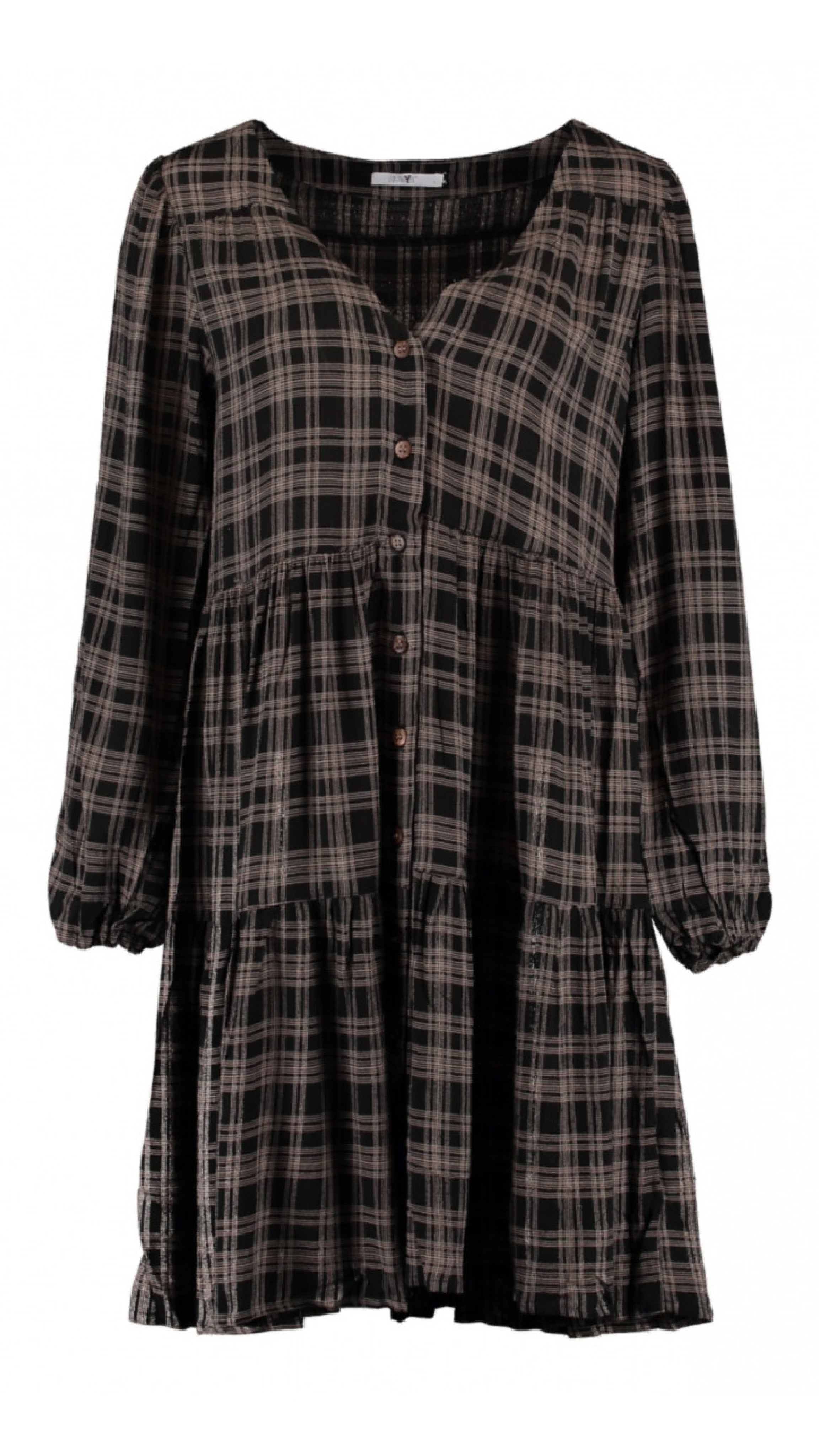 Mia Beige Check Smock Dress