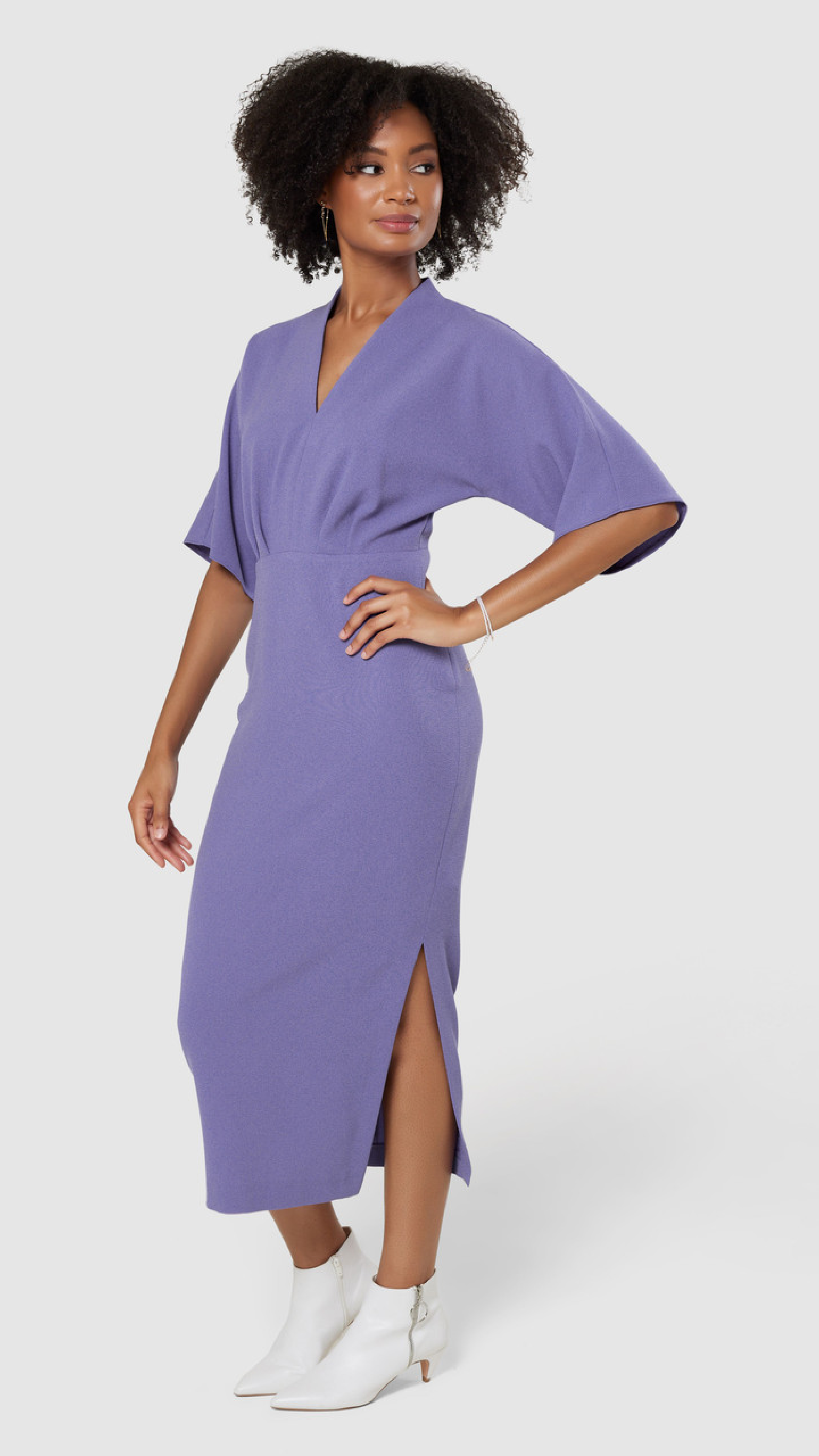 Priscilla Purple Kimono Sleeve Dress
