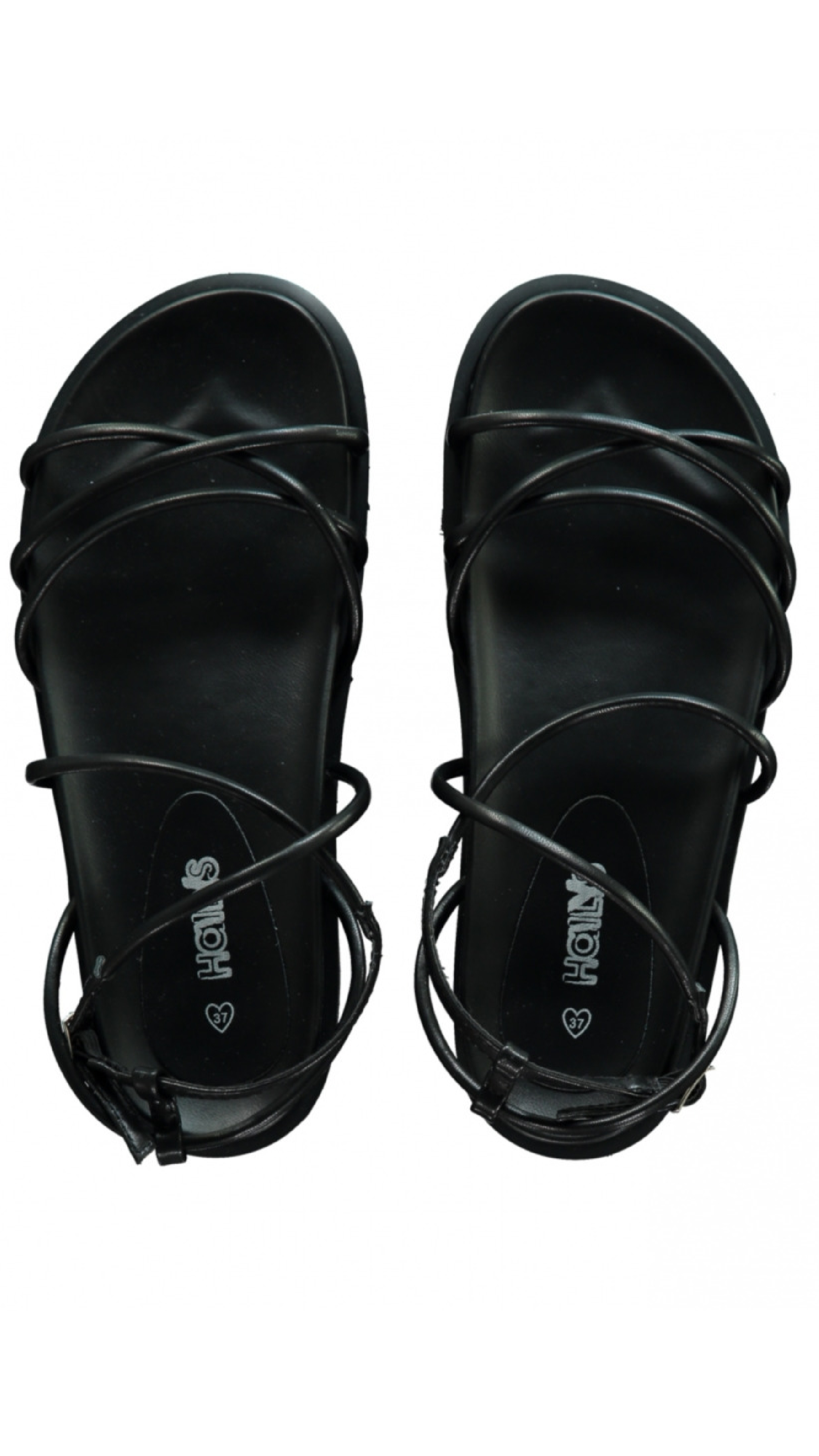 Melek Black Flat Sandals