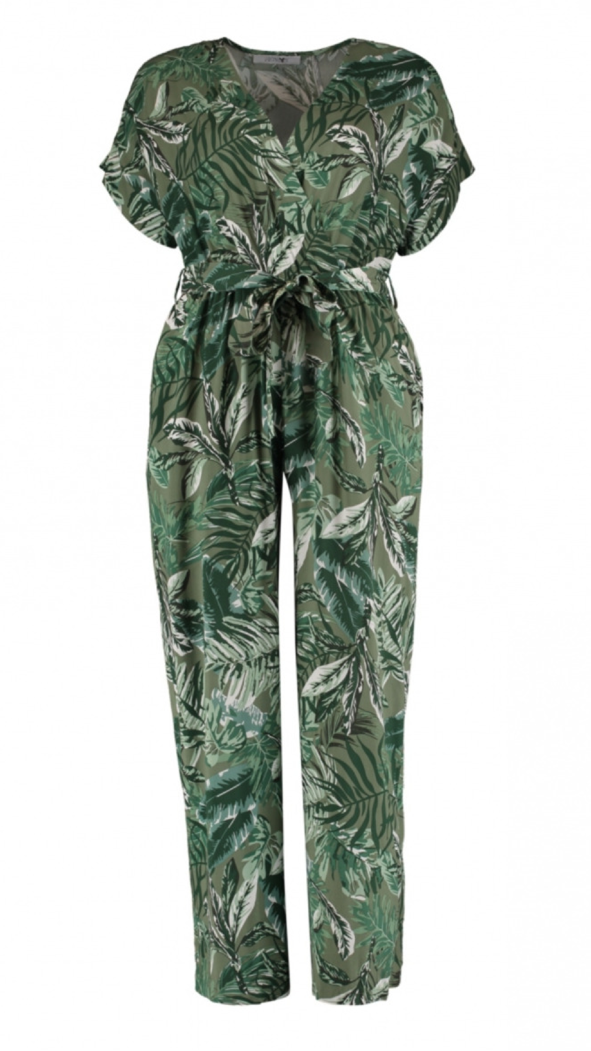 Sally Khaki Palm Print Jumpsuit