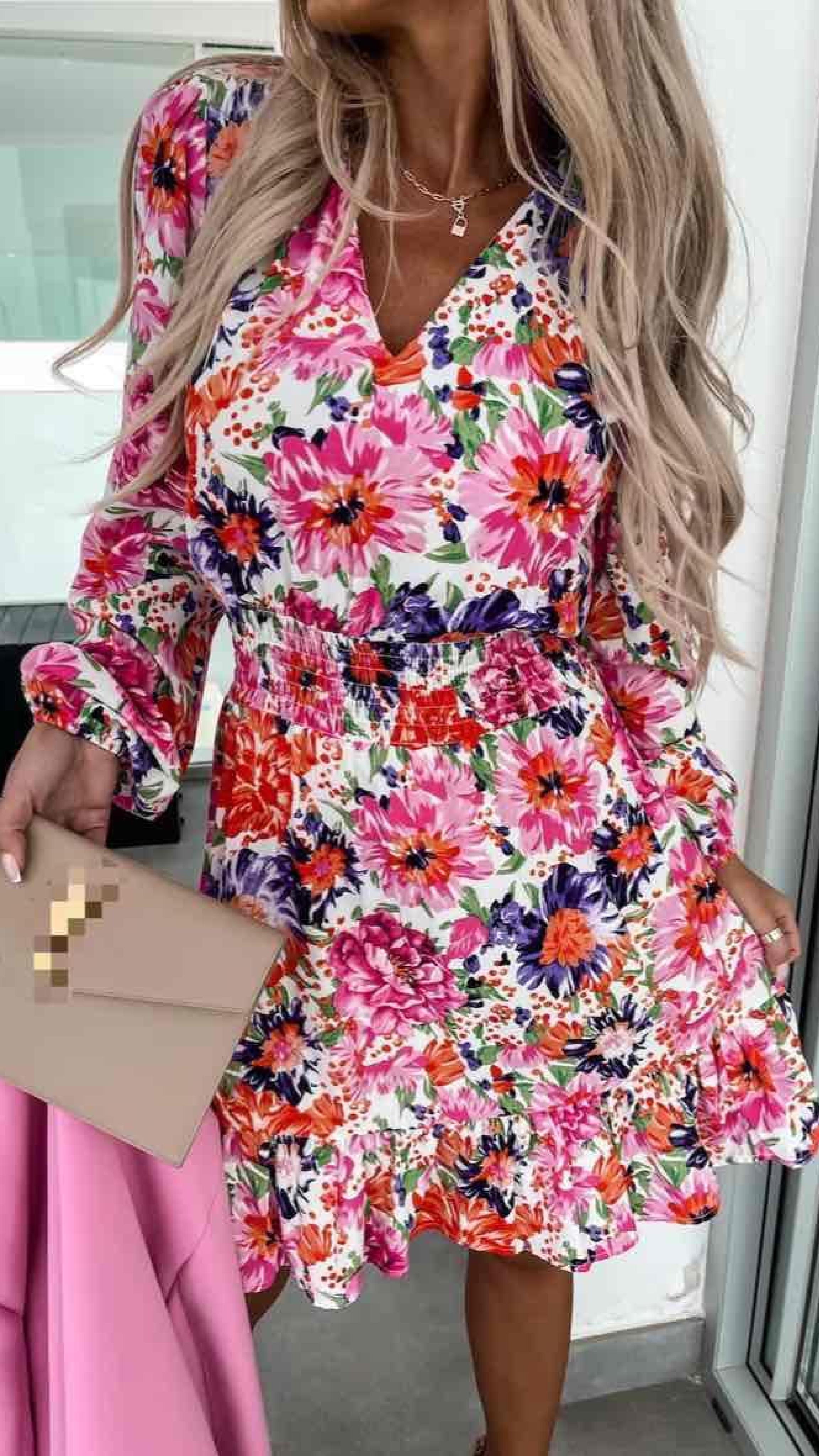 Shona Pink Floral Mini Dress