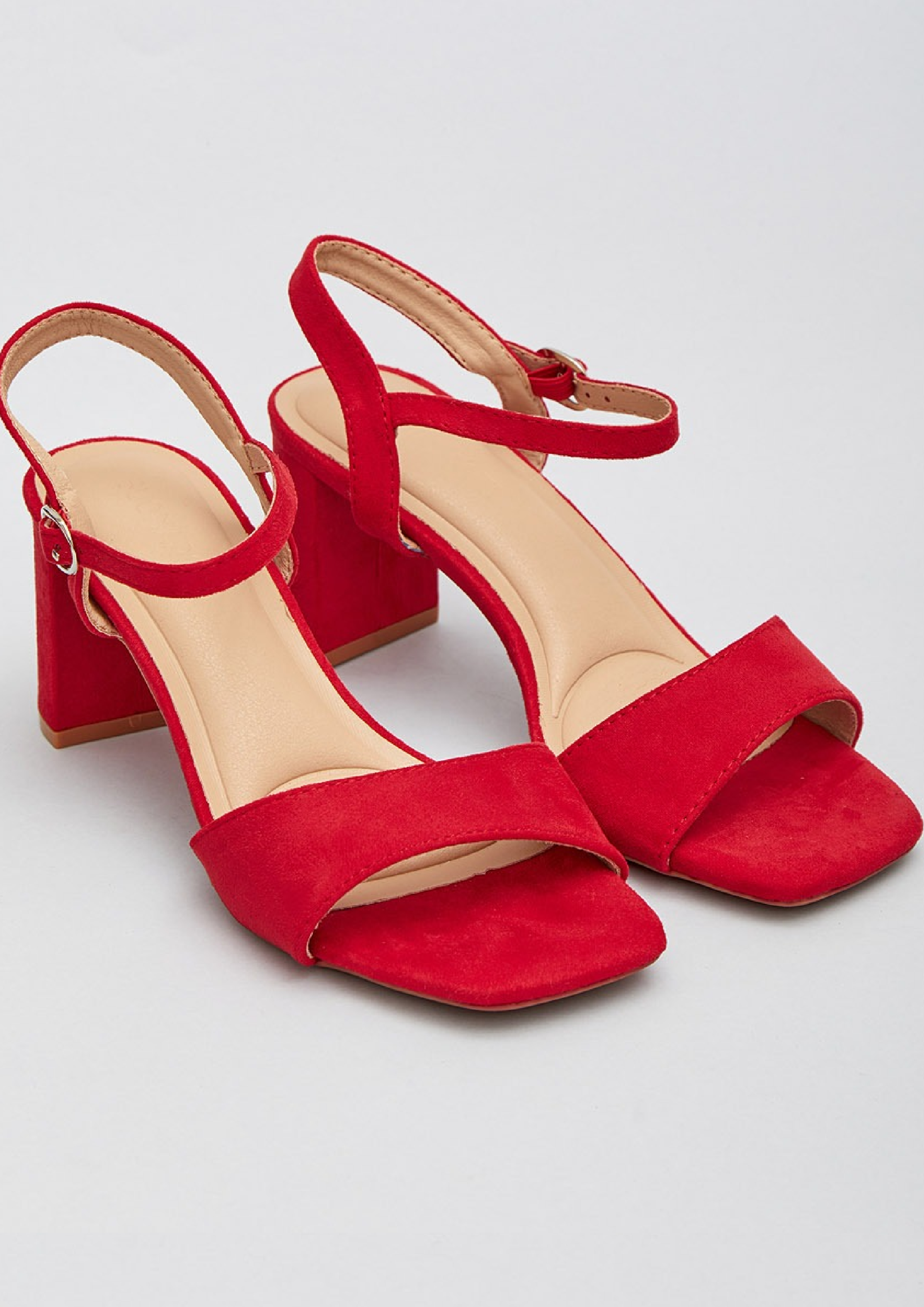 Barbara Red Block Heel Sandals