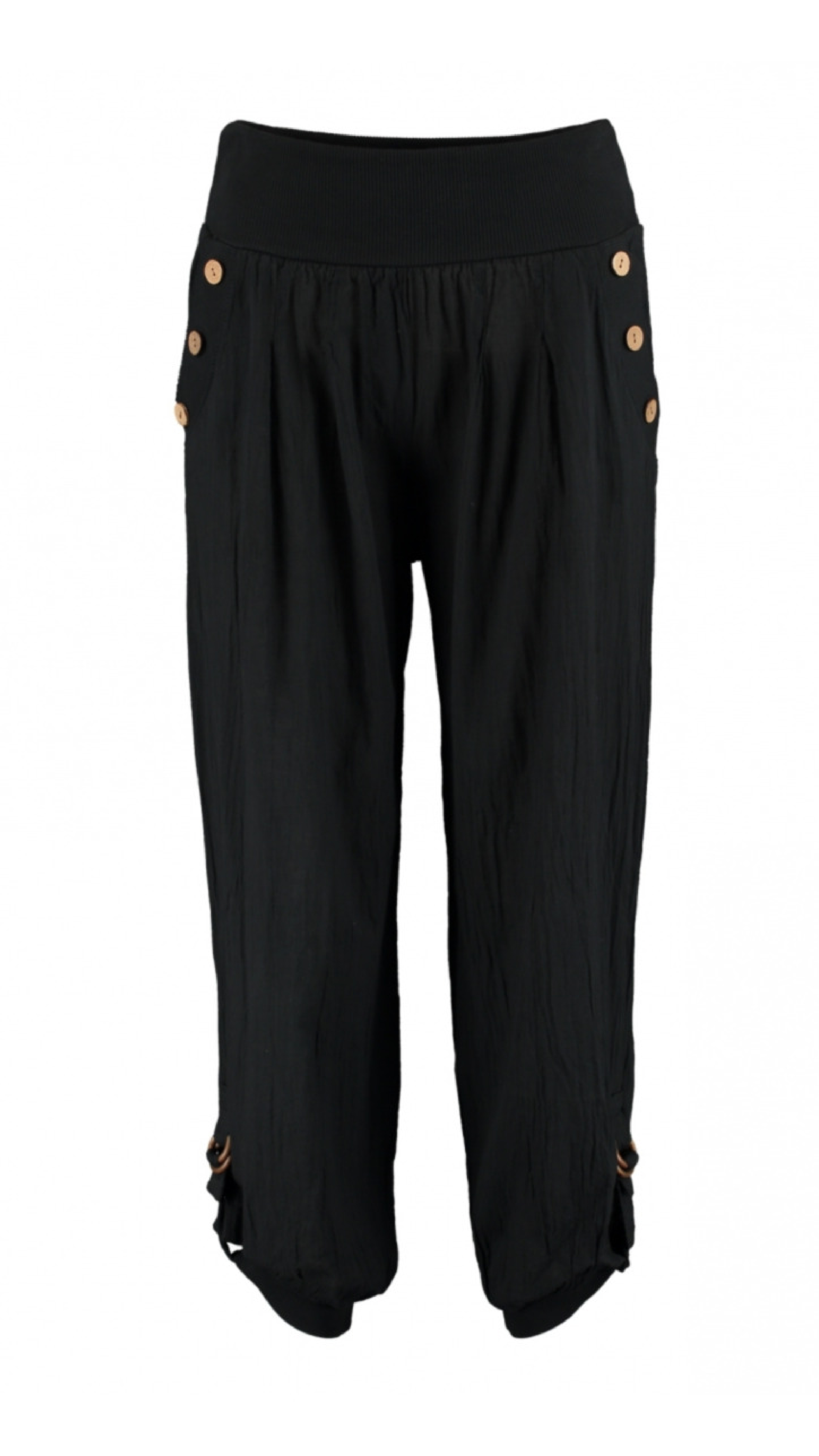 Jola Black Button Detail Harem Trousers