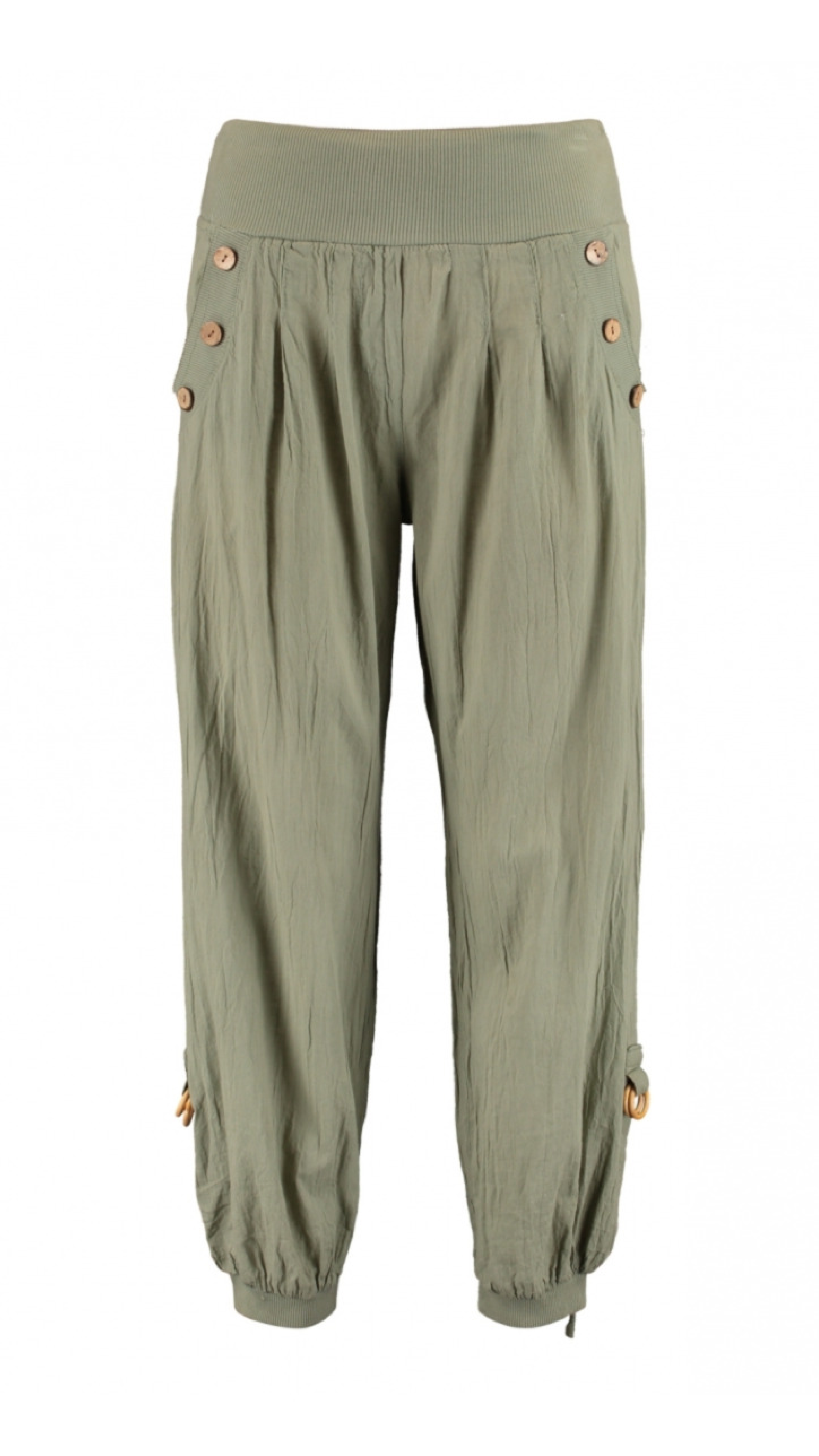 Jola Khaki Button Detail Harem Trousers
