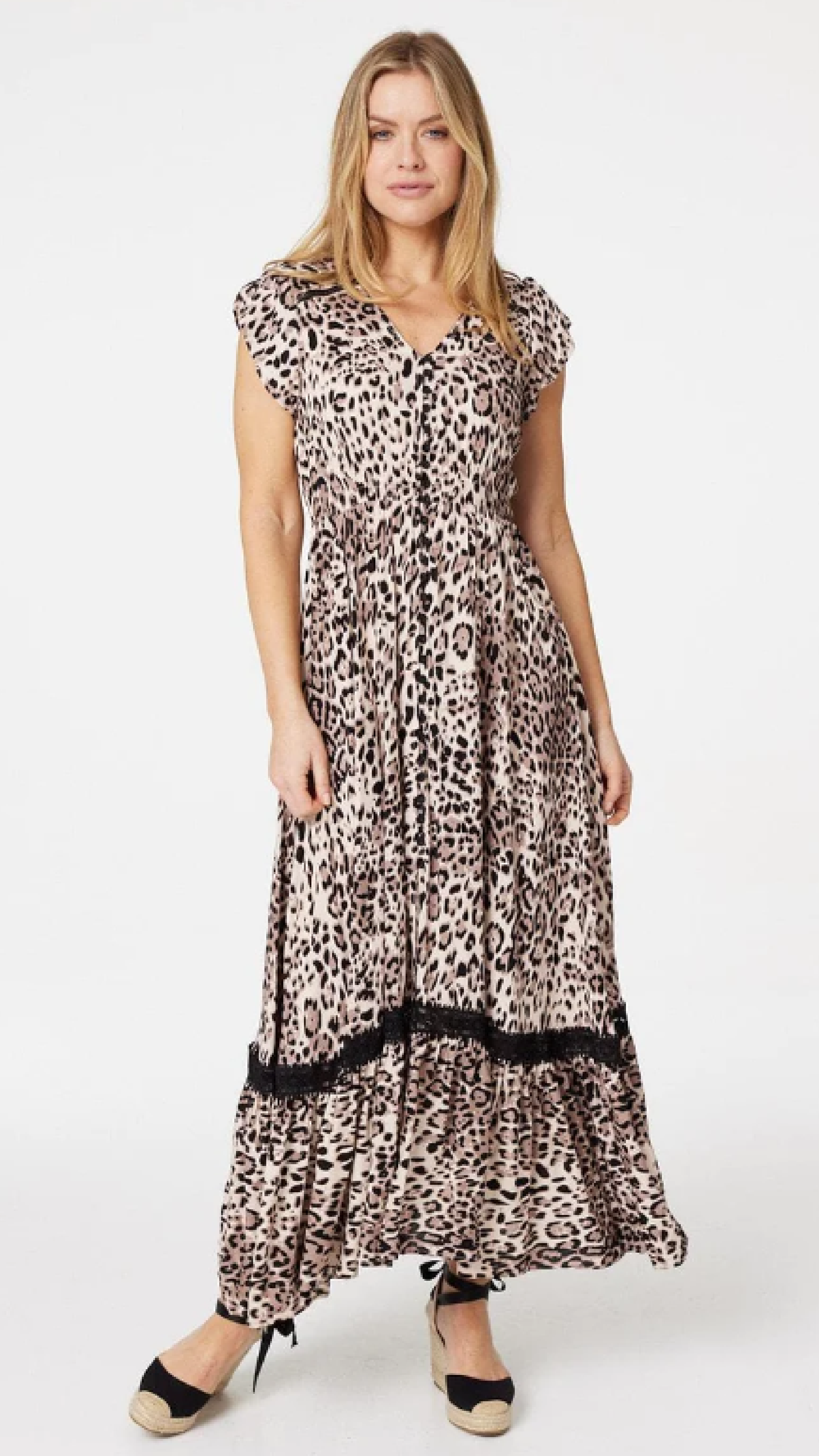 Shane Beige Leopard Maxi Dress