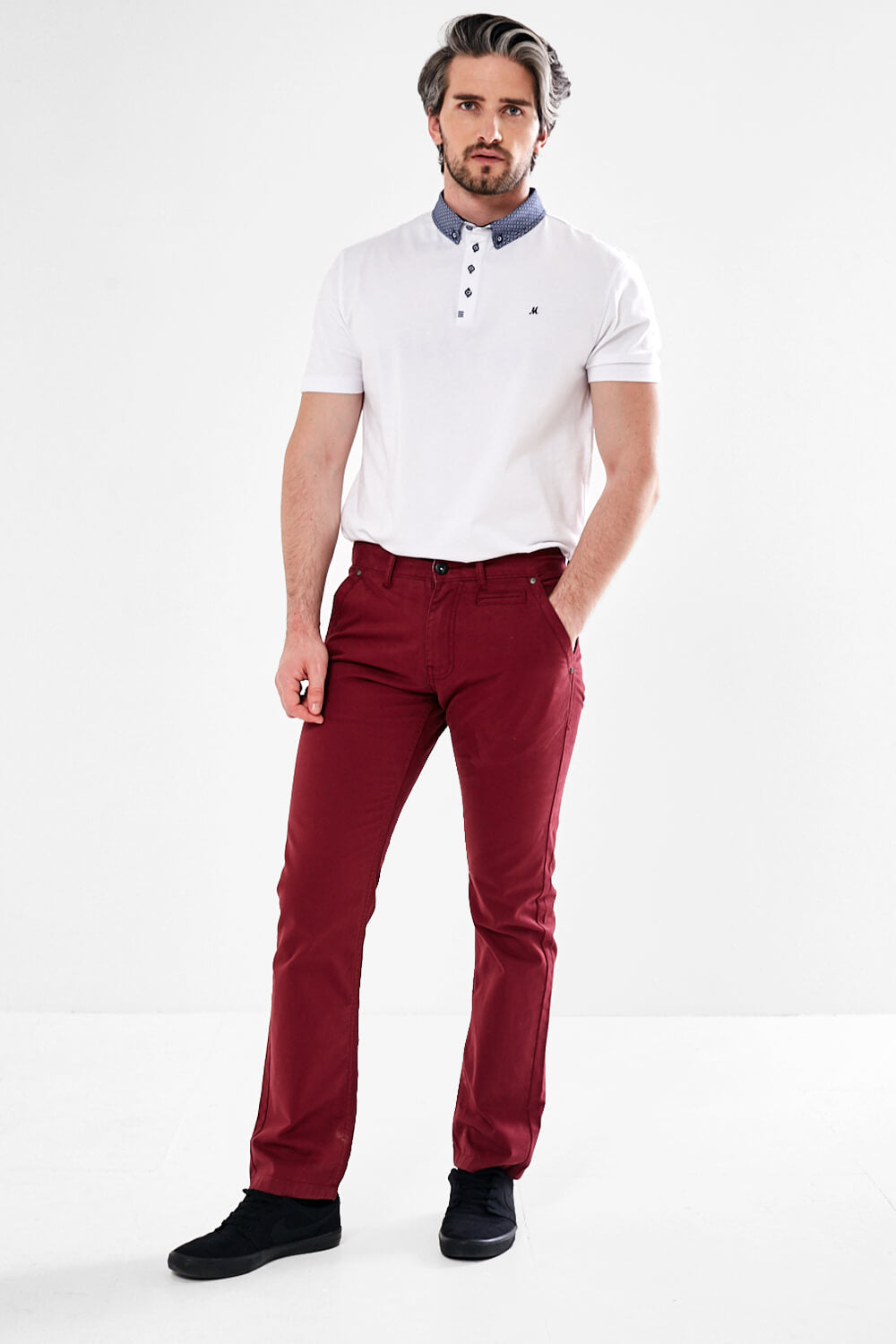 Jonnie Burgundy Cotton Chinos