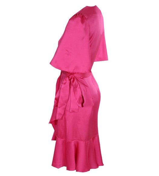 Cathy Pink Frill Wrap Dress