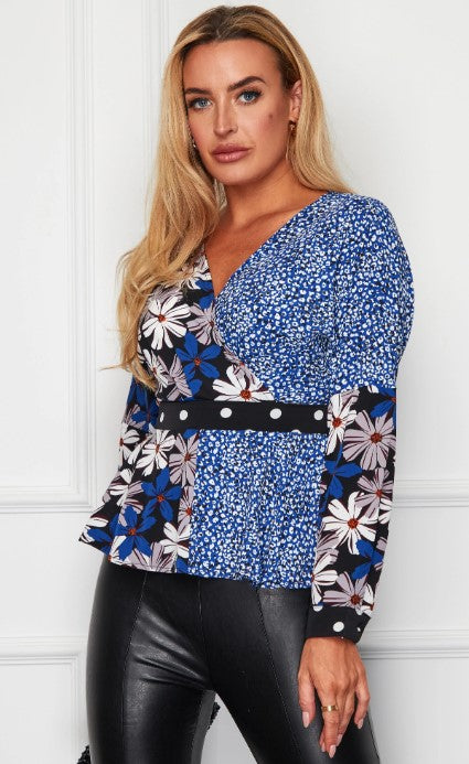 Brooklyn Blue Wrap Top