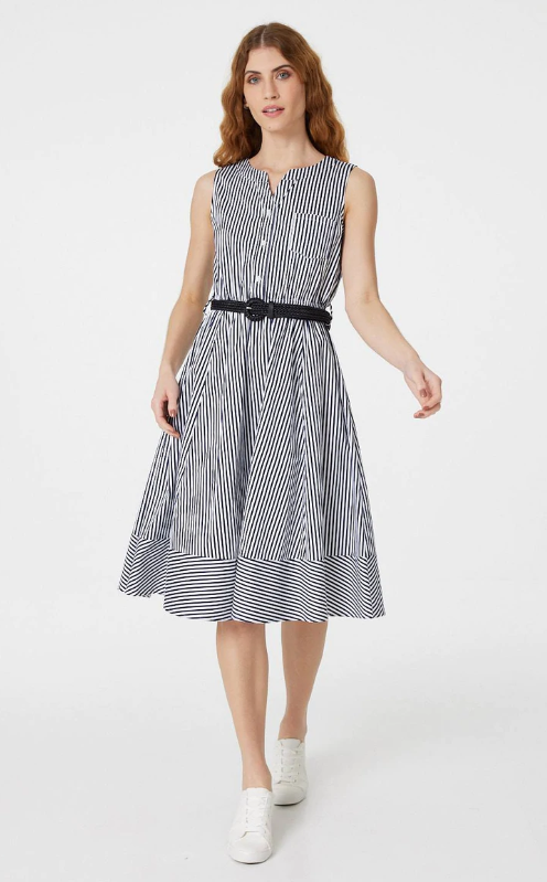 Elizabeth Navy Stripe Midi Dress