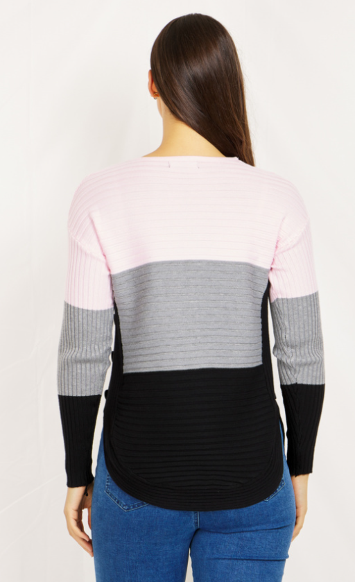 Ruby Pink Colour Block Jumper
