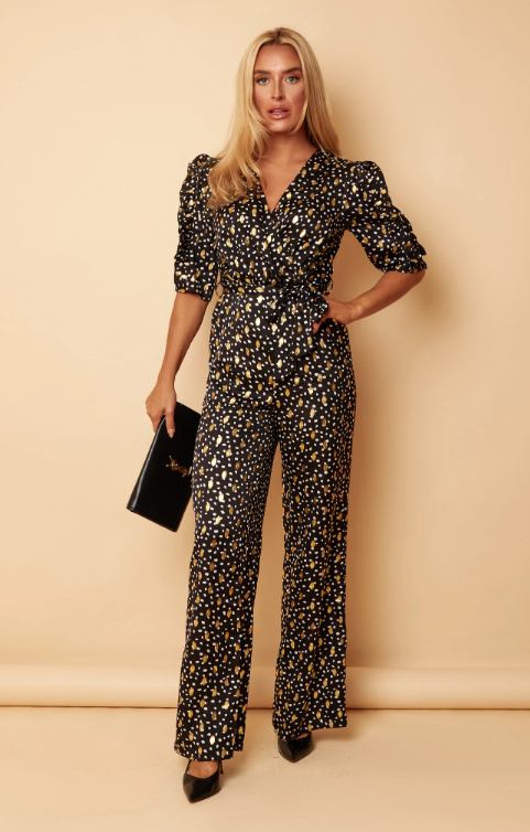 Fizz Black Frill Detail Jumpsuit