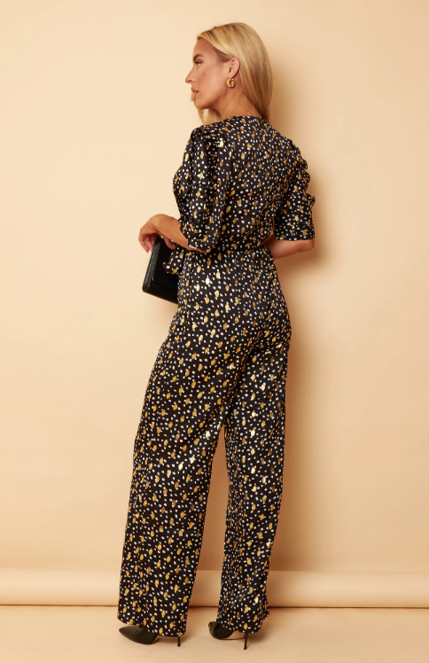 Fizz Black Frill Detail Jumpsuit