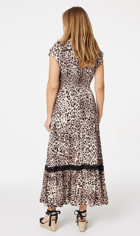 Shane Beige Leopard Maxi Dress