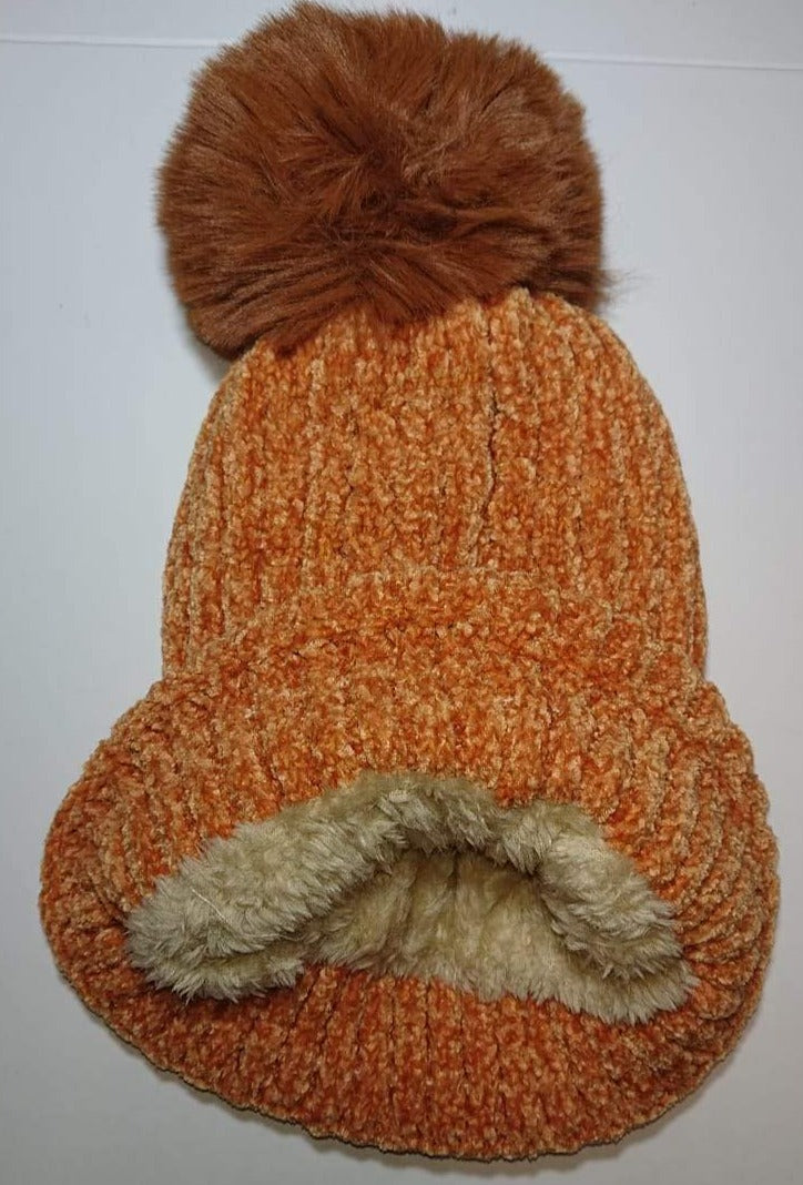 Joelle Orange Velour Beanie