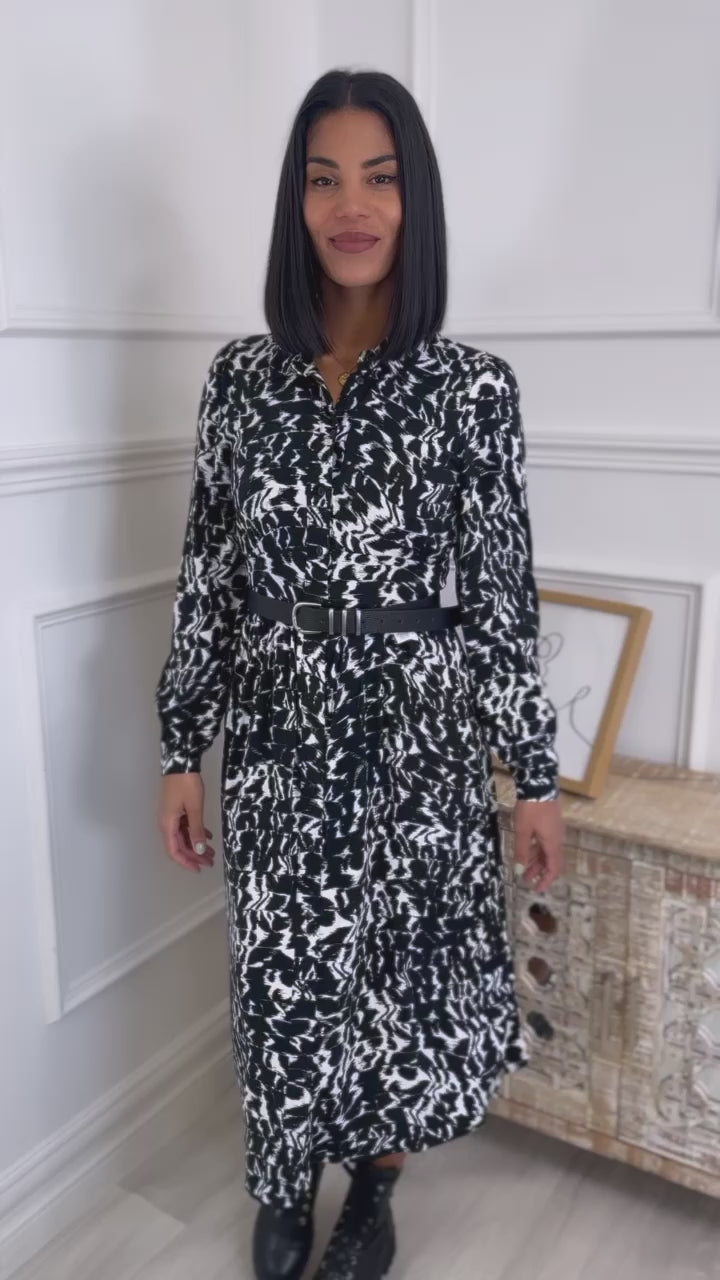 Rita Black Shirt Midi Dress