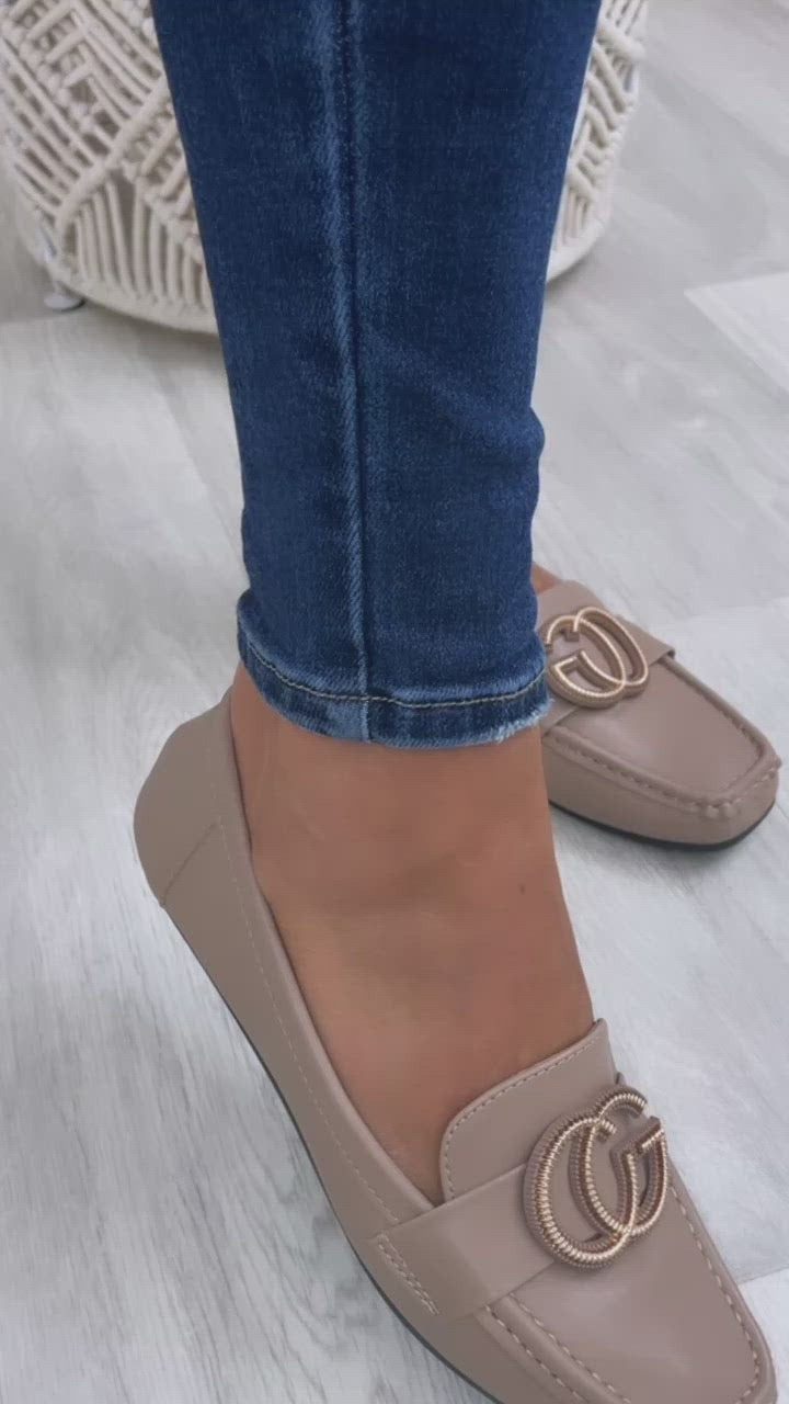 Nancy Taupe Buckle Loafers