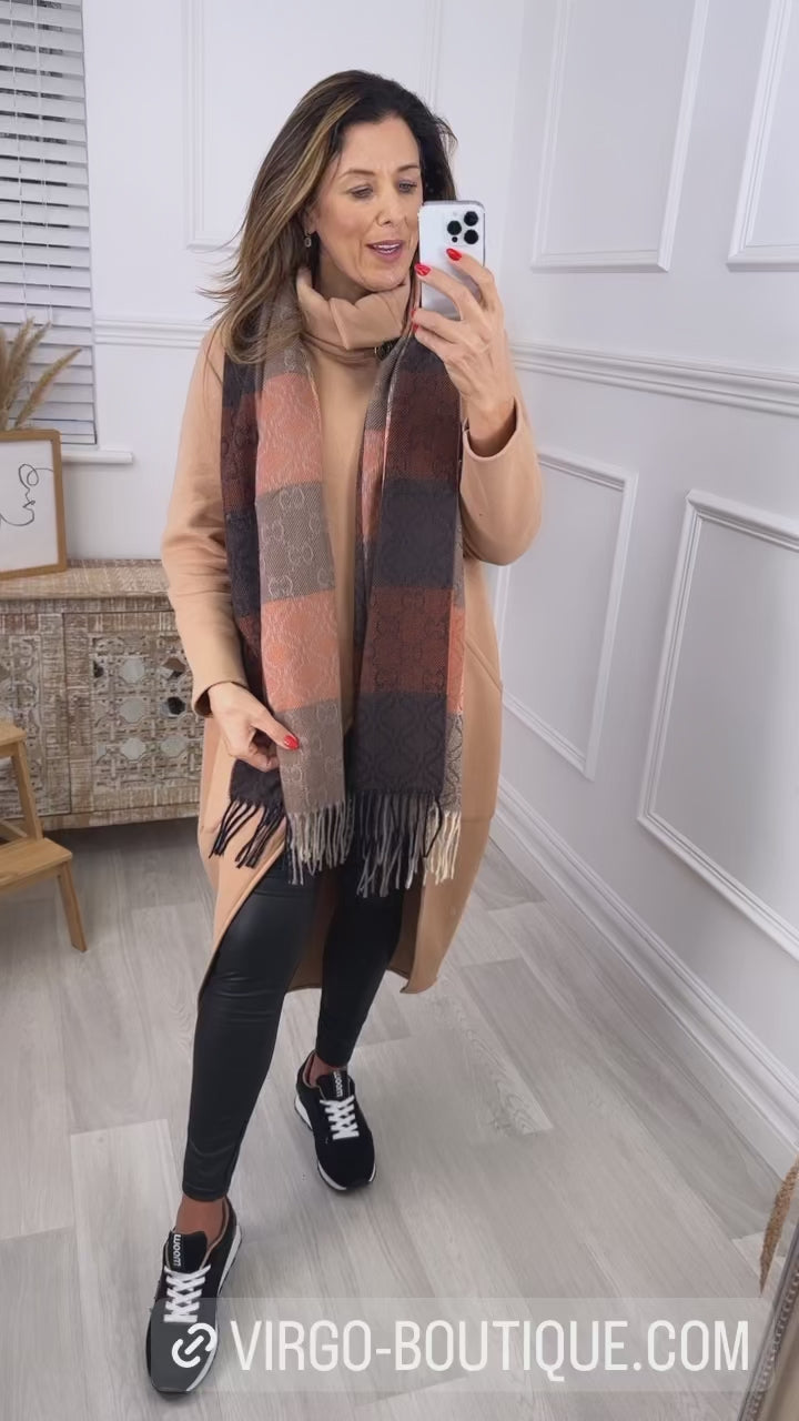 Emma Orange Multi Print Scarf