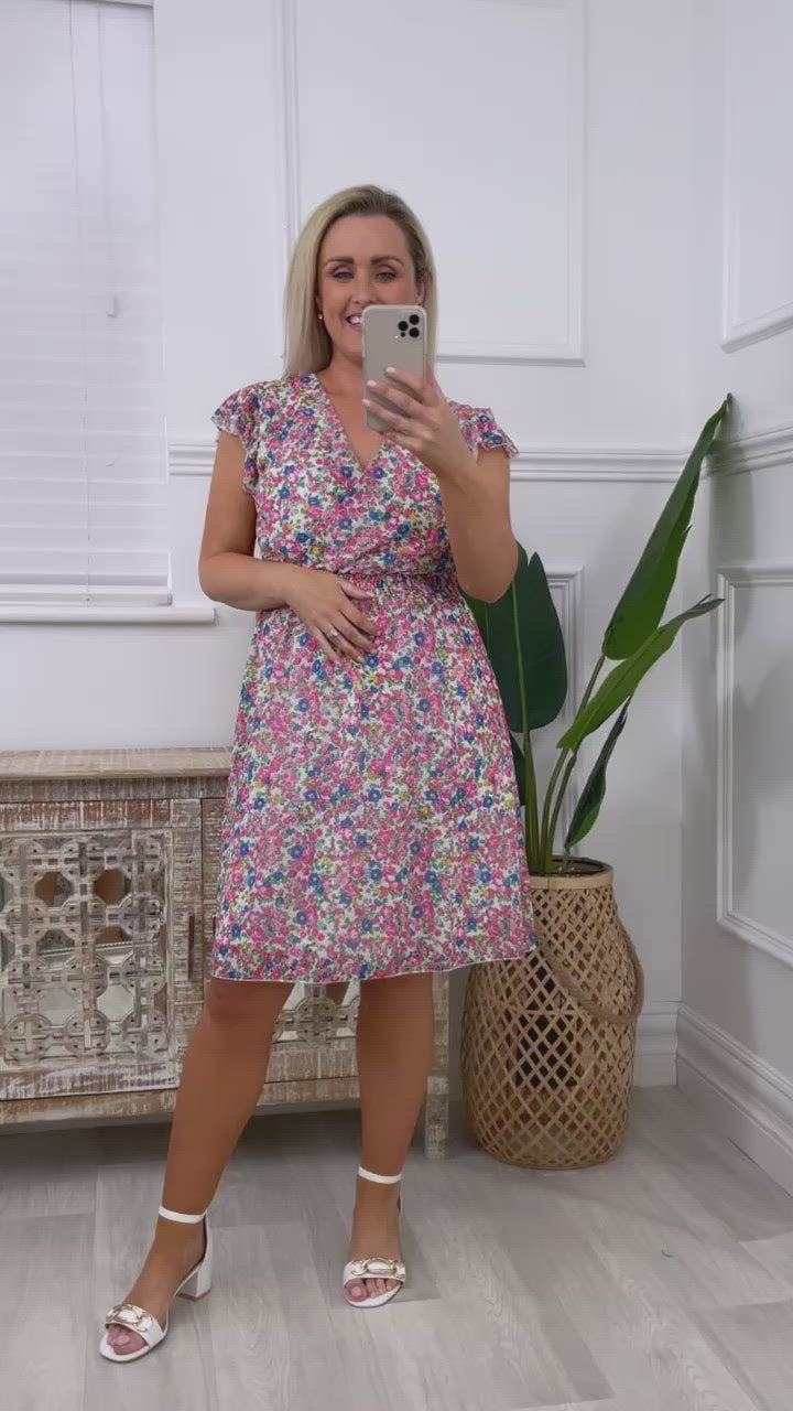 Serena Offwhite Floral Mini Dress