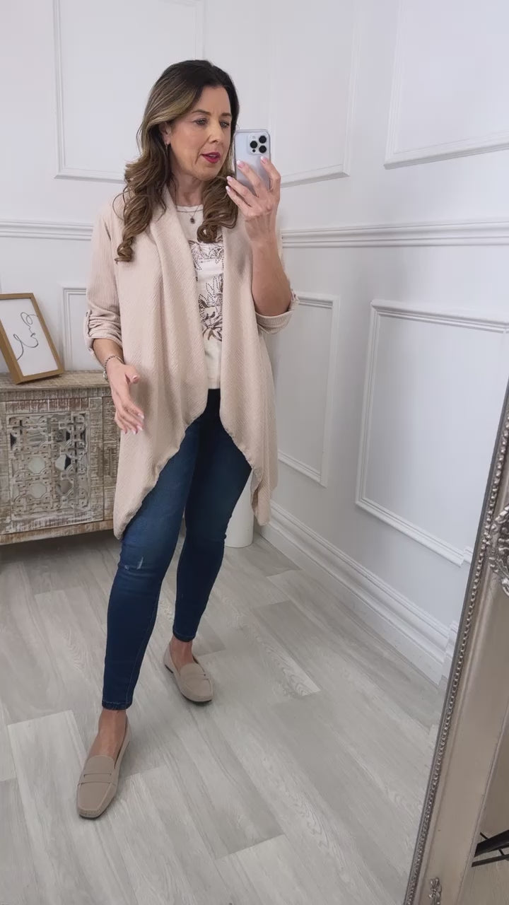 Blance Beige Waterfall Shrug