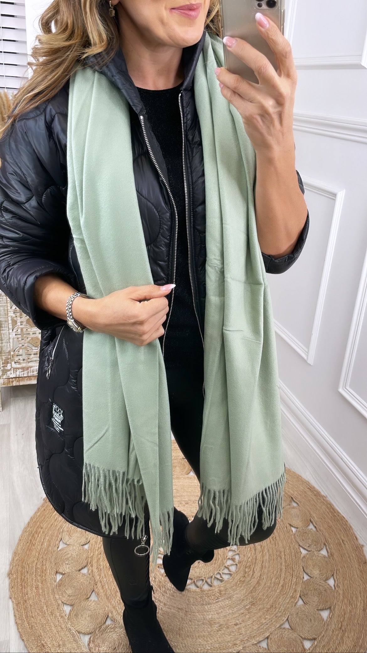 Luna Plain Green Scarf