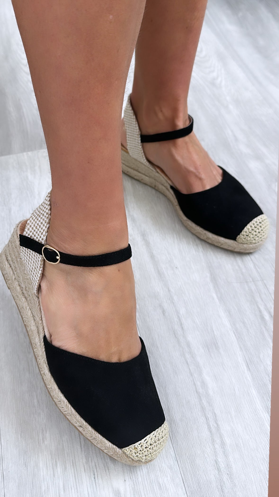 Marisa Black Wedge Espadrille Sandals