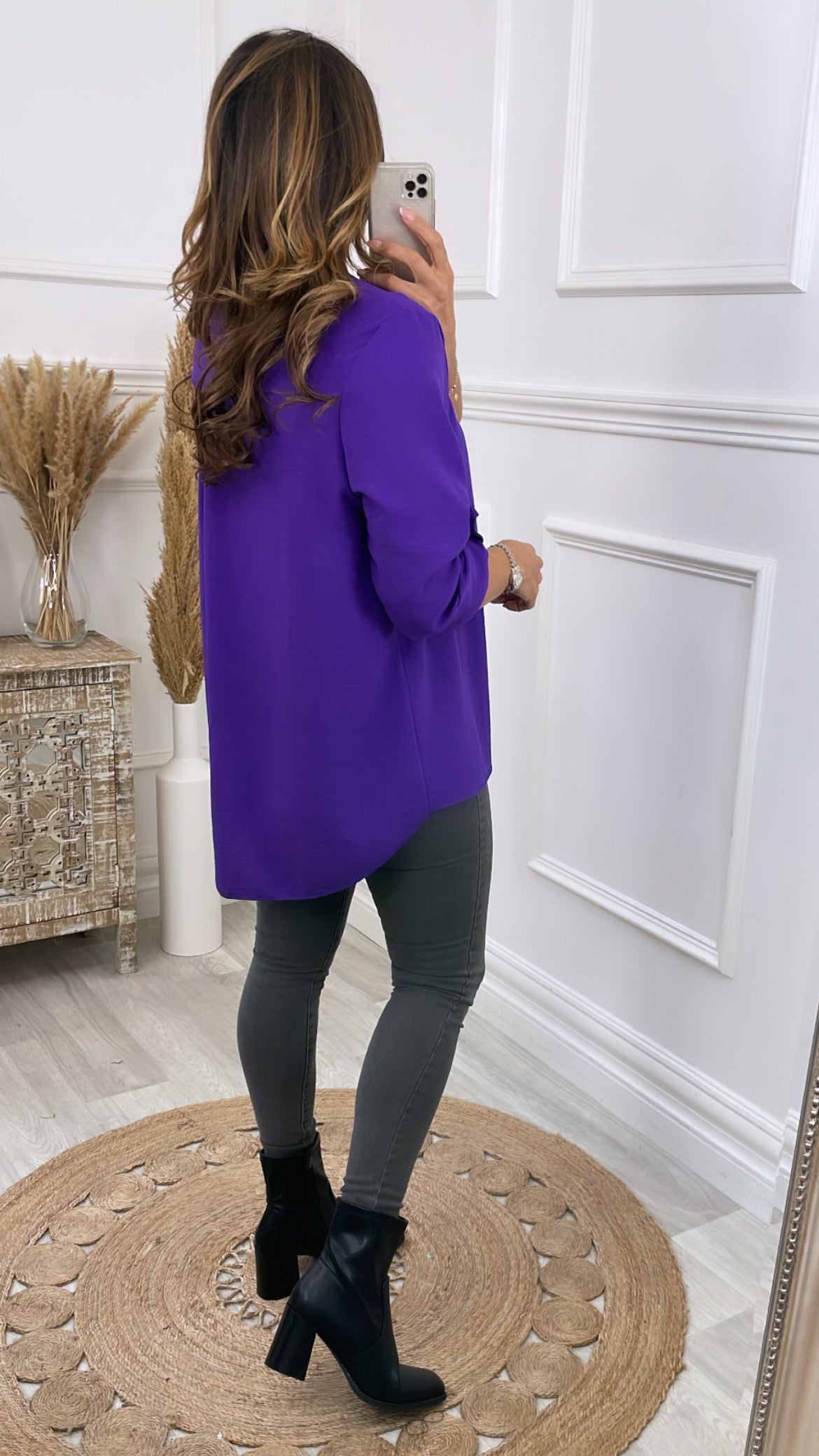 Jocasta Purple Zip Detail Top