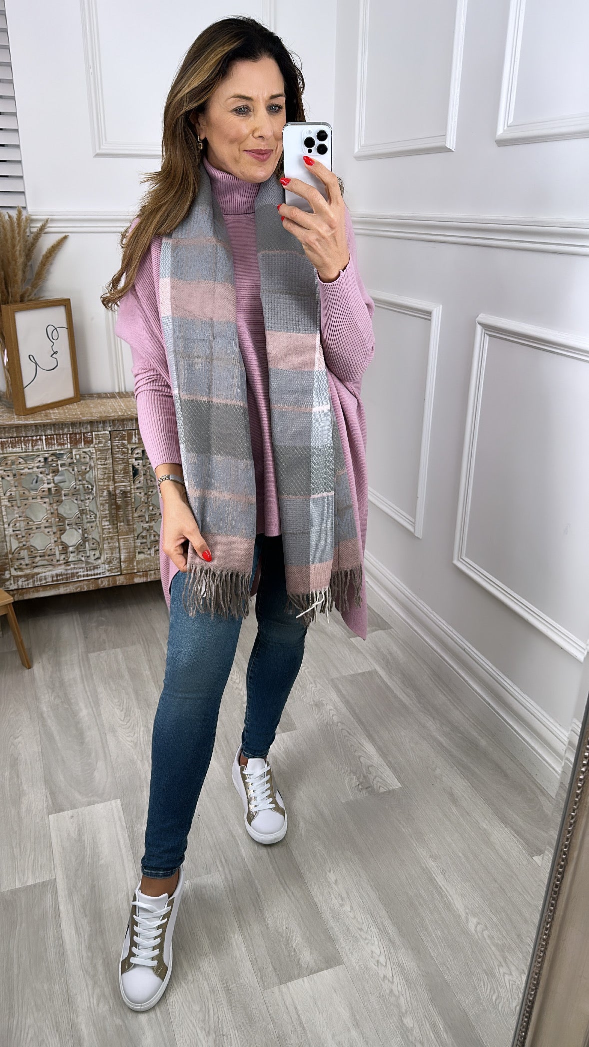 Fiona Pink Stripe Scarf