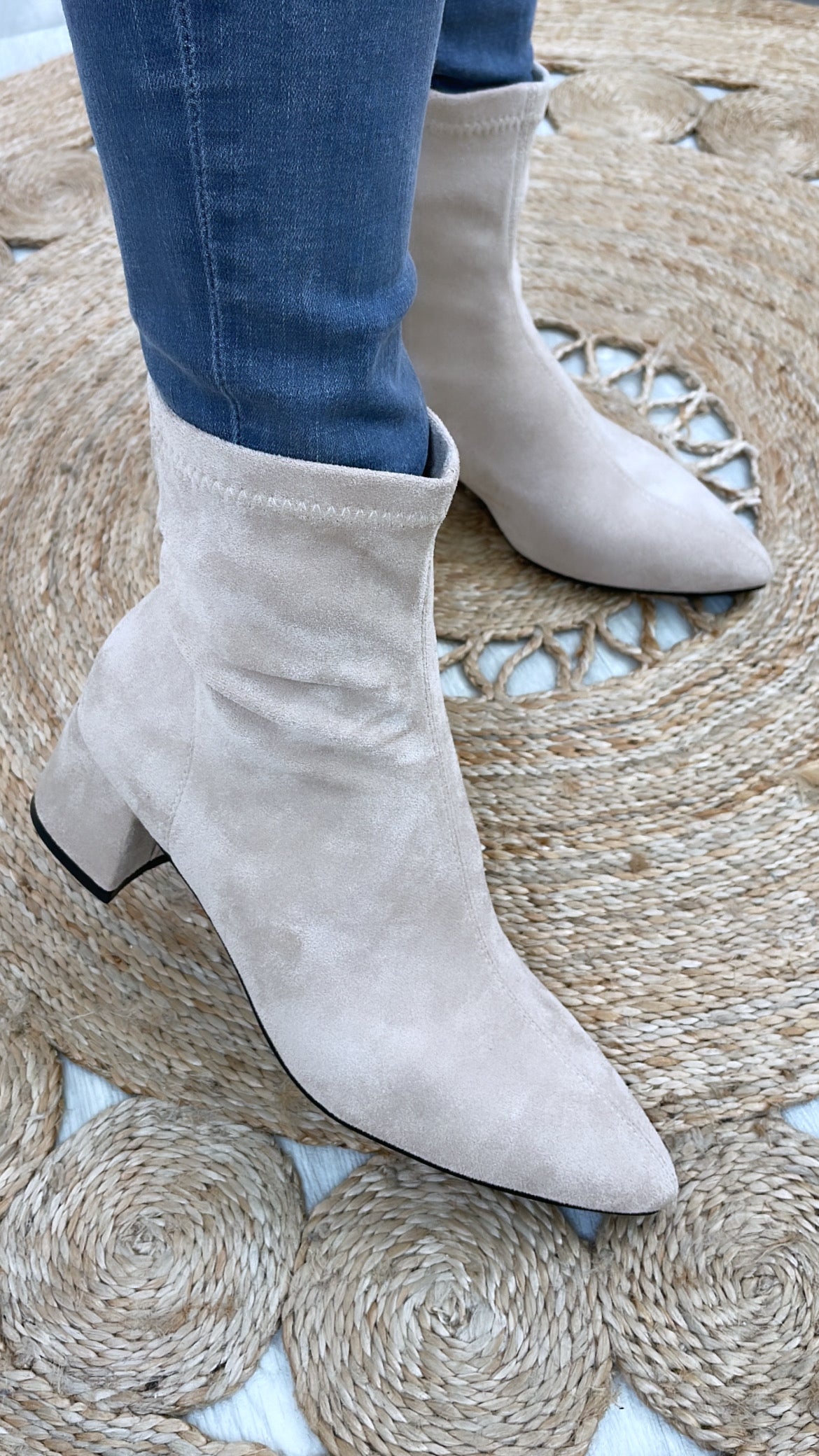 Samantha Beige Suede Ankle Boots