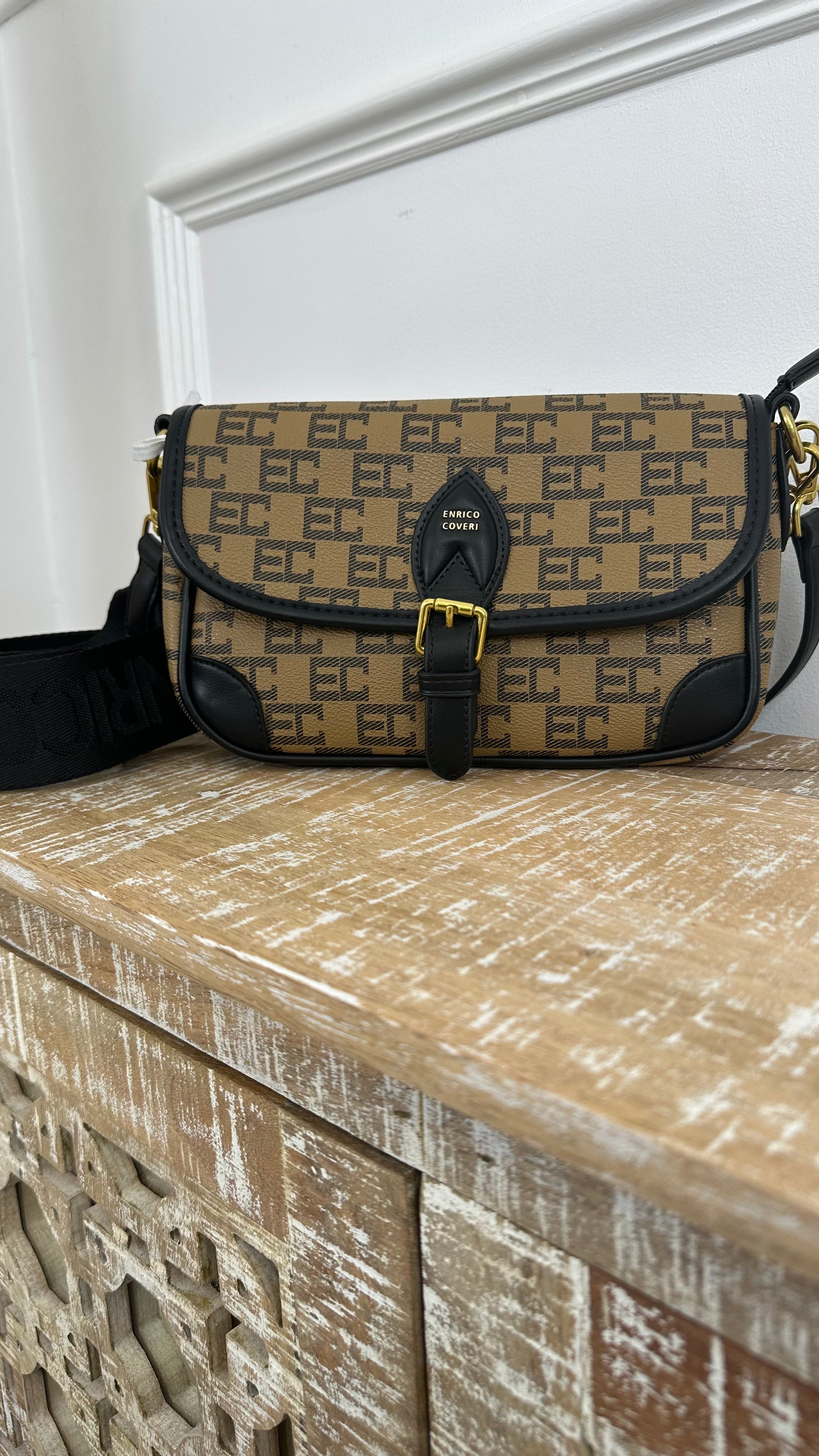 Claude Tan And Black Crossbody Bag